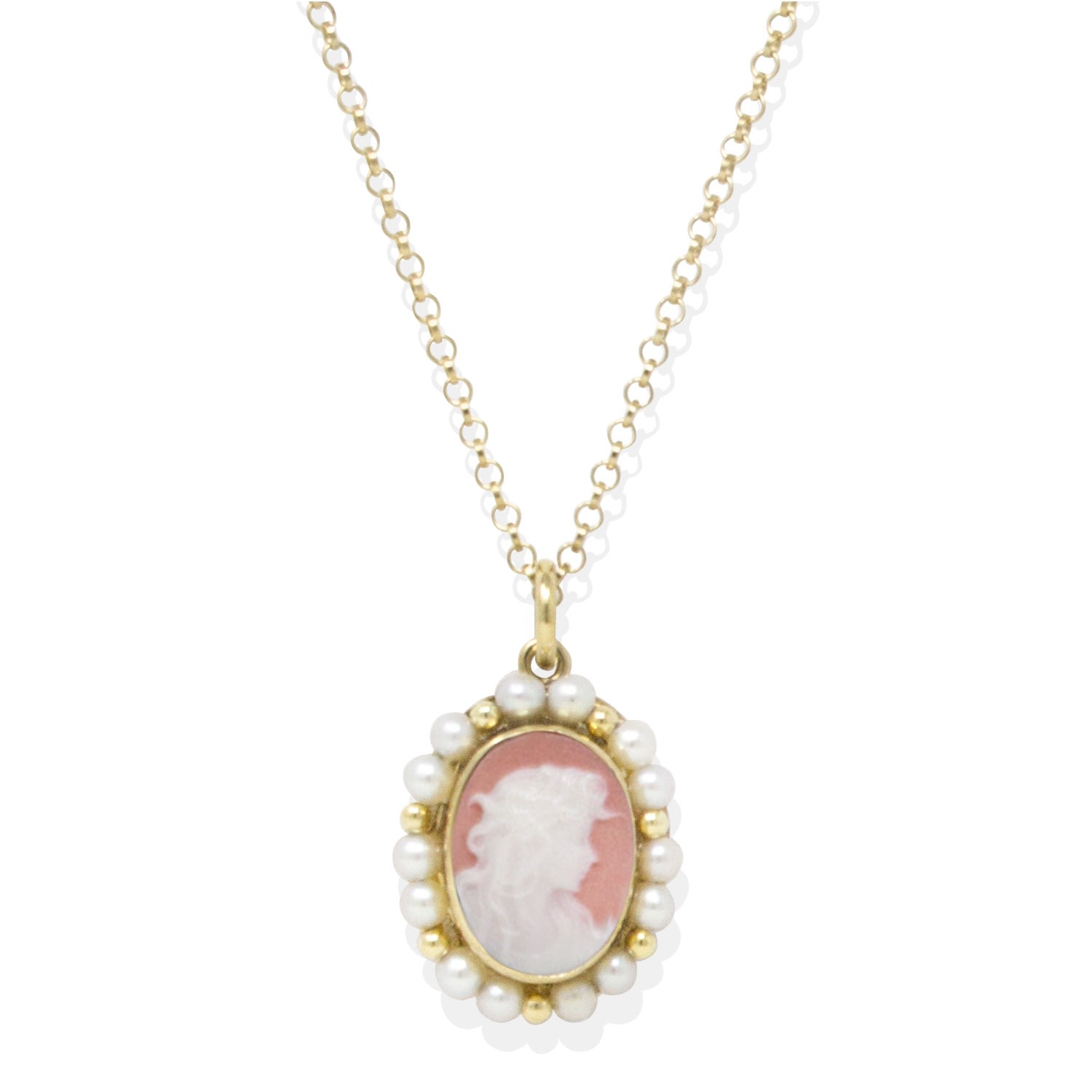 Women’s Pink / Purple Little Lovelies Gold-Plated Pink Cameo Pearly Necklace Vintouch Italy