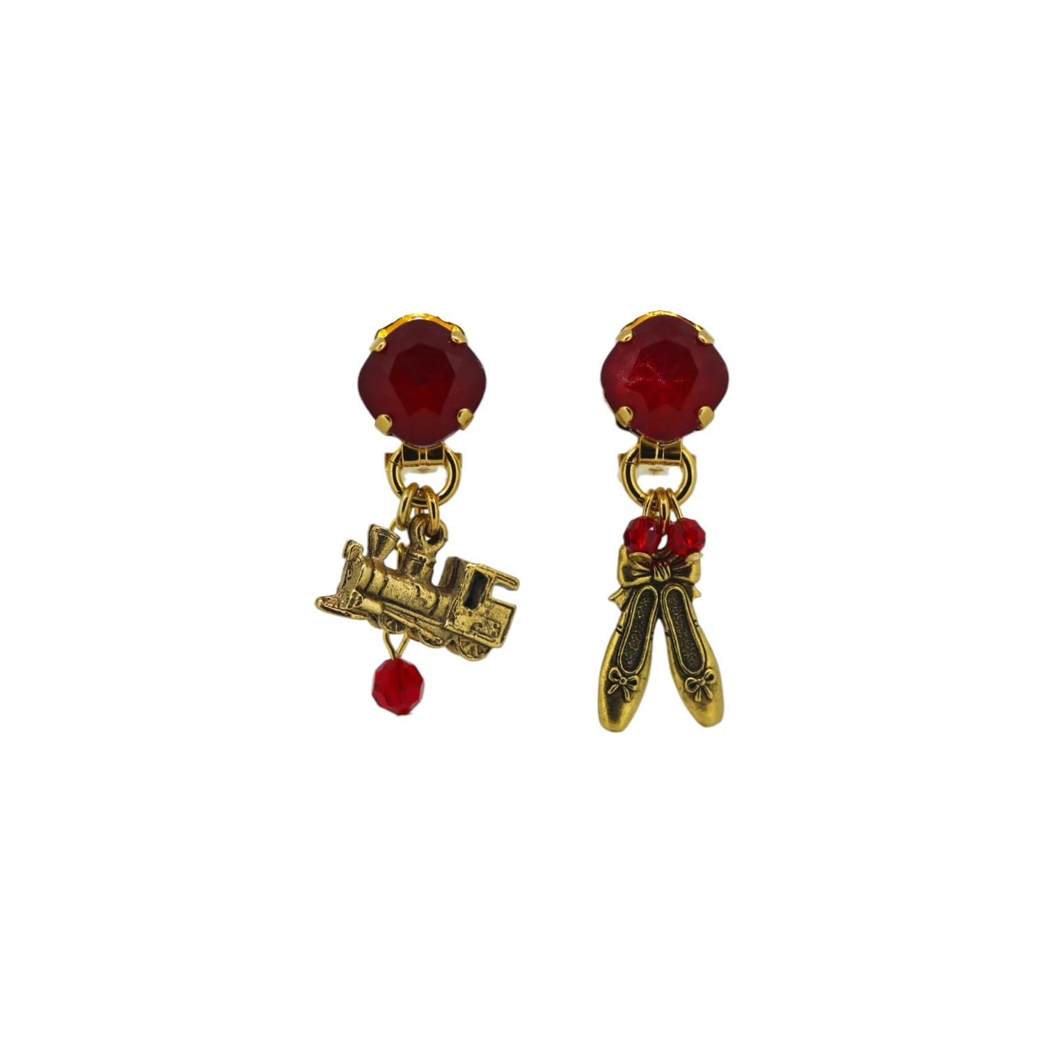 Vickisarge Women's Gold / Red Yuletide Red Motion Charm Earrings - Clip