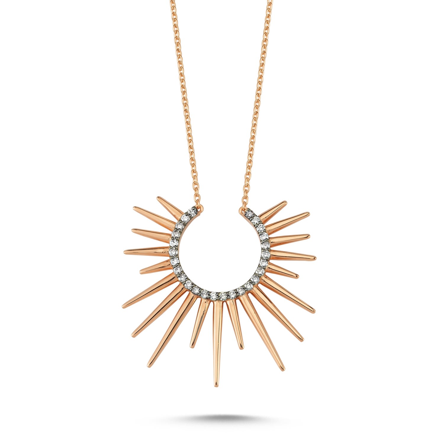 Women’s Rose Gold Sun Necklace White Diamon Dime Tribe