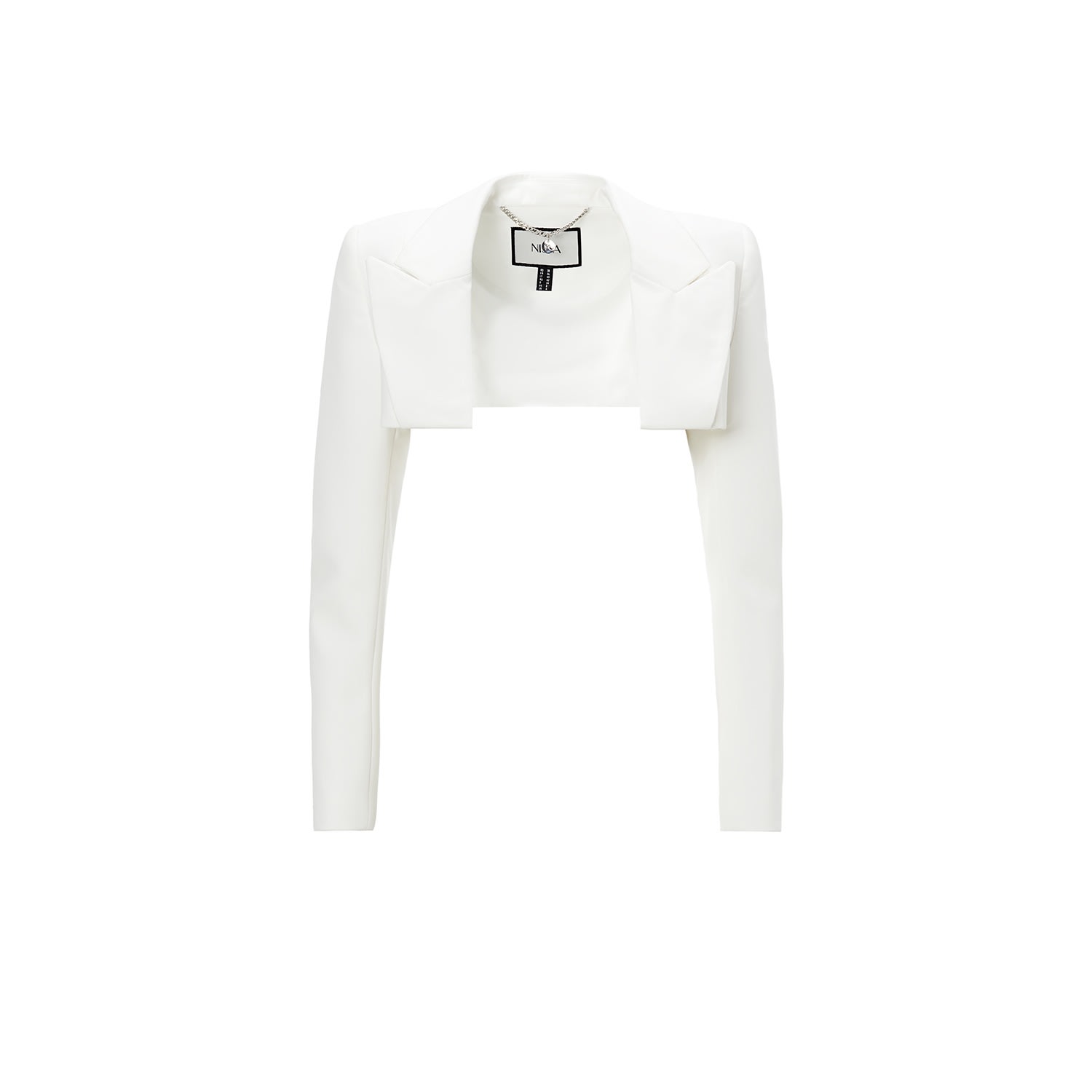 Nissa Crystal-embellished Cropped Blazer In White