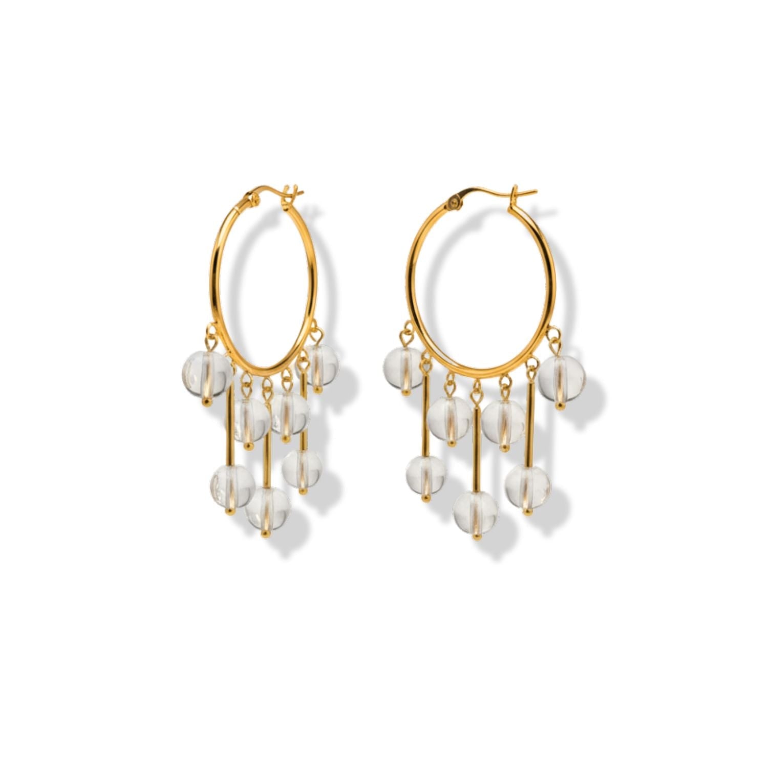 Jaredjamin Women's Gold Daniela Dangle Hoop Quartz Earrings In Gold