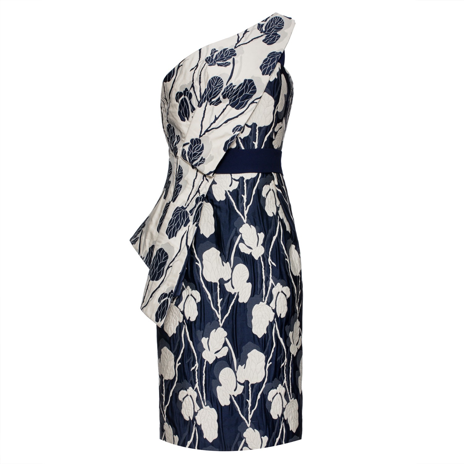 Women’s Blue Sculptural Flower Jacquard Bustier Dress Extra Small Smart and Joy