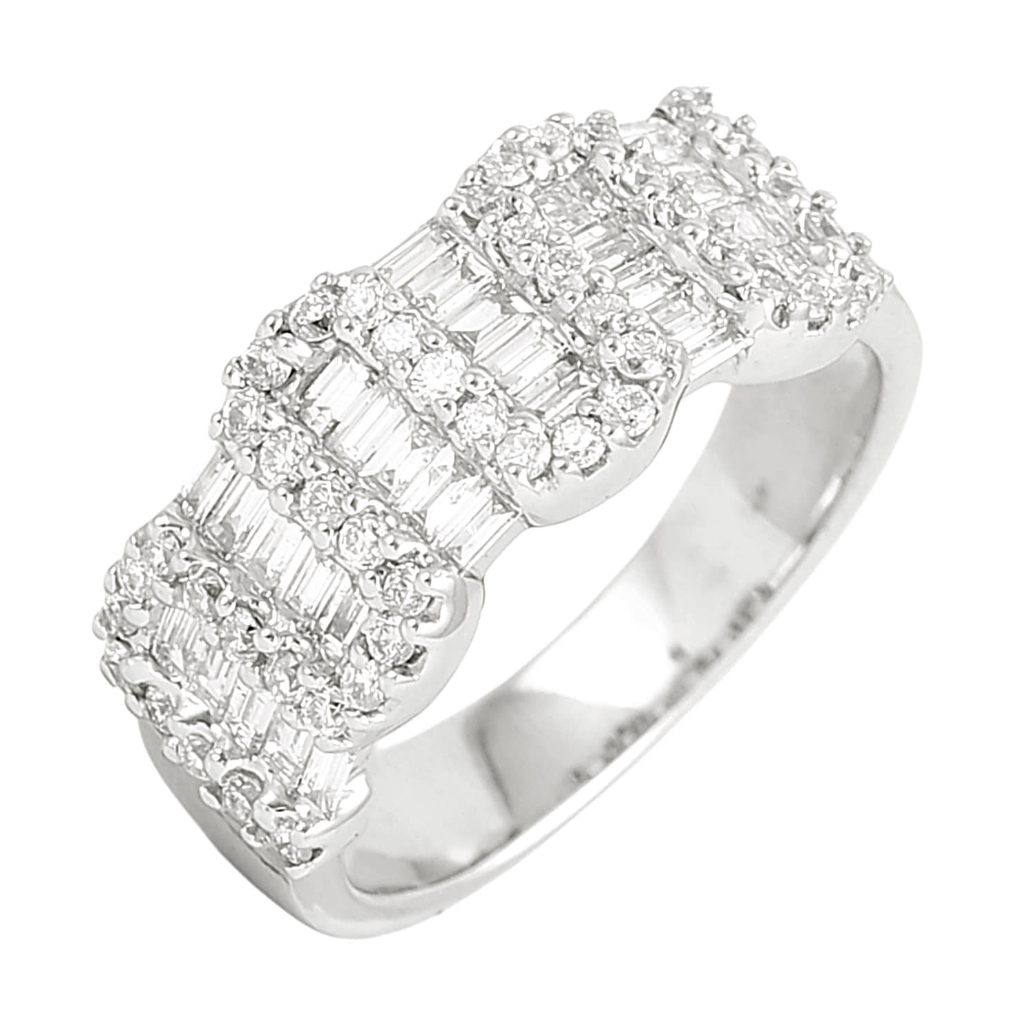 Artisan Women's Baguette Cut Diamond Designer Band Ring In White Gold
