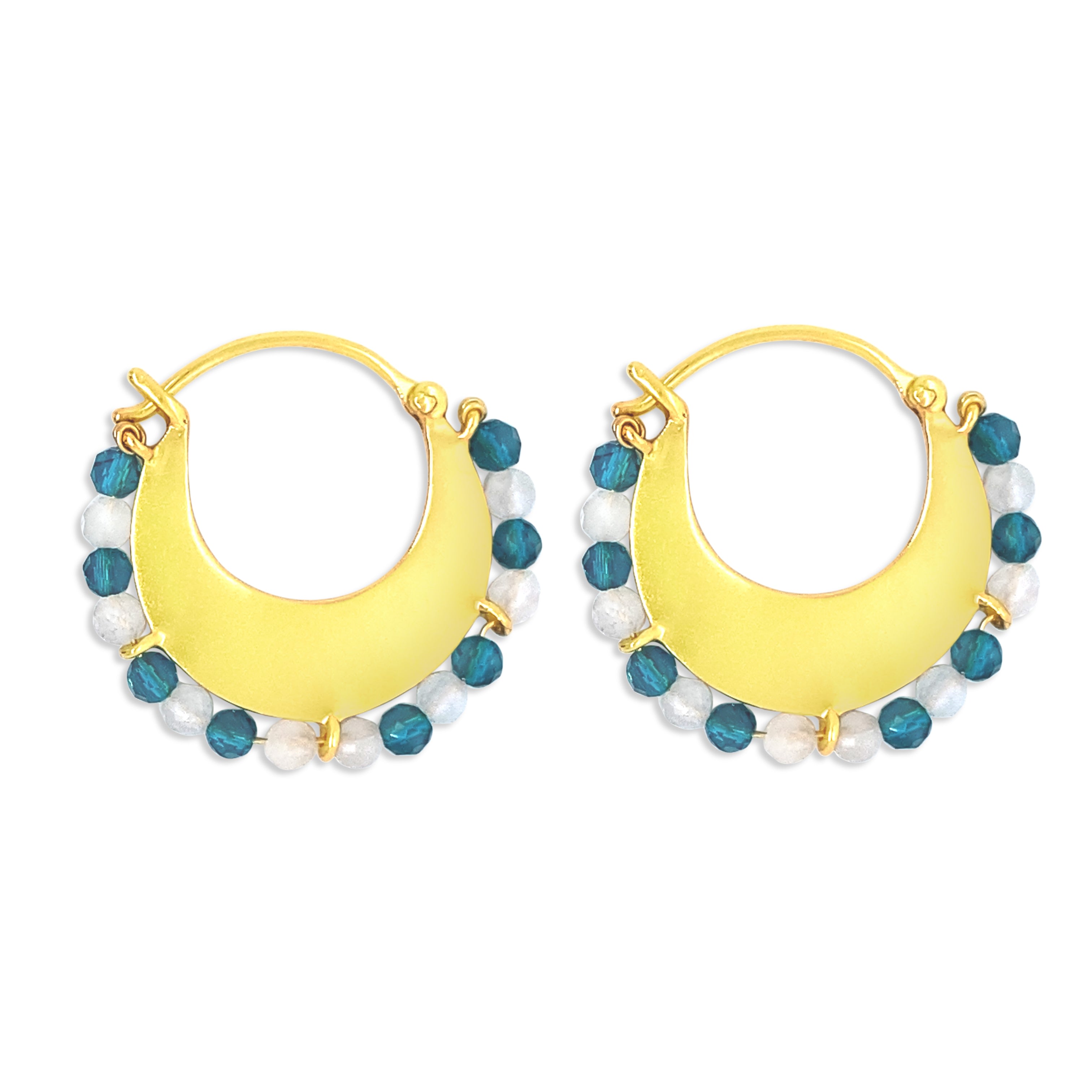 Gem Bazaar Jewellery Women's White / Gold / Blue Ocean Mist Earrings In Multi