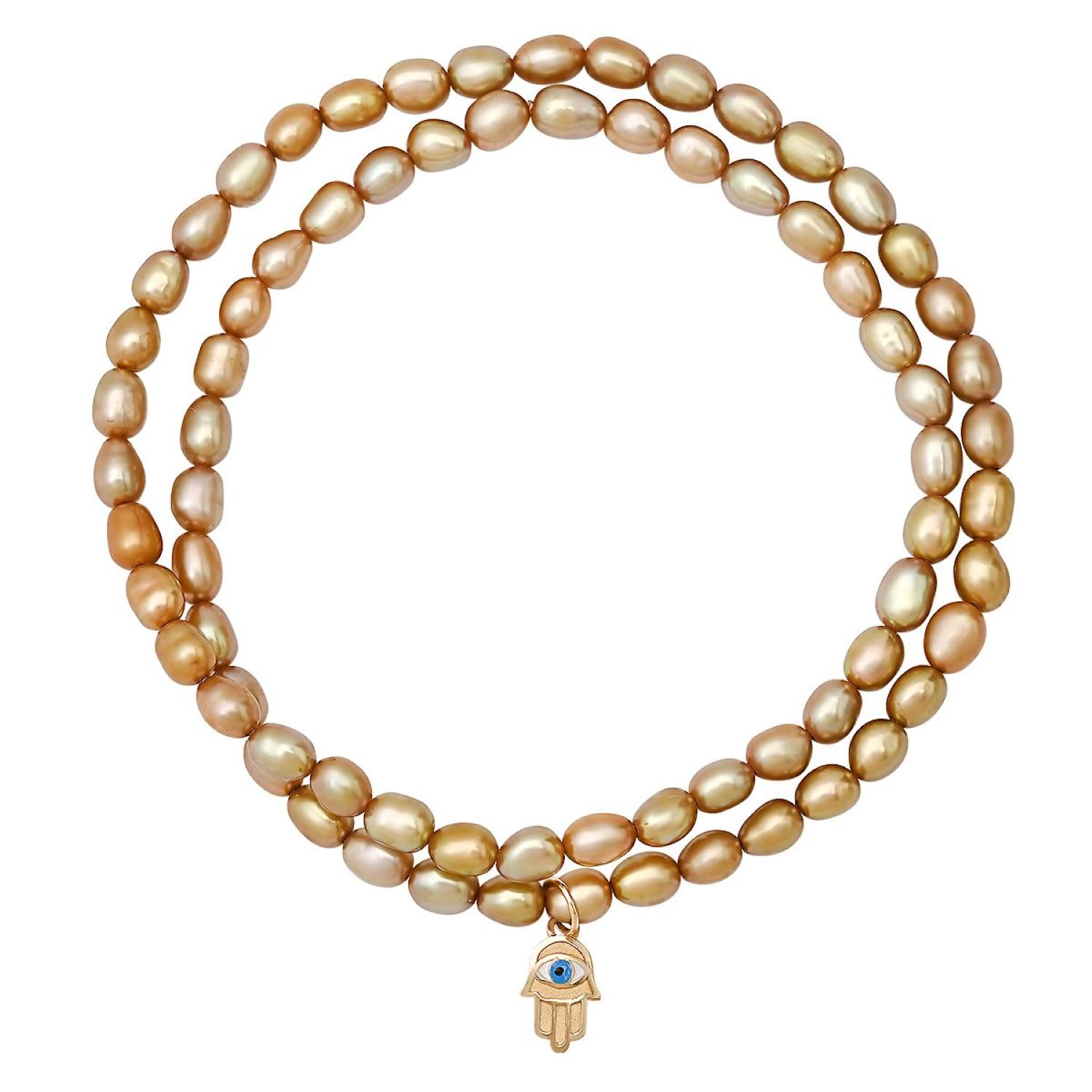 Soul Journey Jewelry Women's Gold / Neutrals Golden Pearl Hamsa Prtotection Bracelet