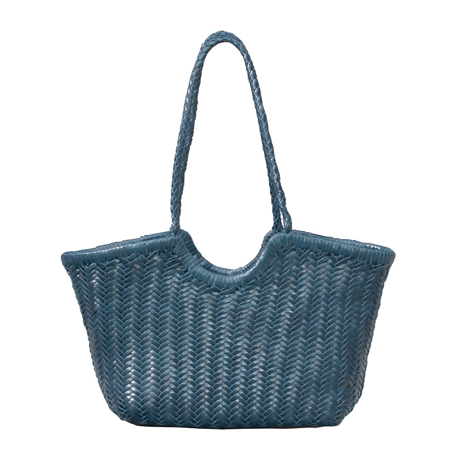 Women’s Woven Leather Beach Bag - Royal Blue Rimini