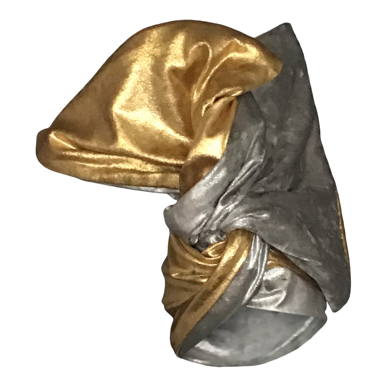 Women’s Gold / Silver Twisturban Turban In Reversible Hammered Metallic Gold & Silver Velvet Romer Millinery