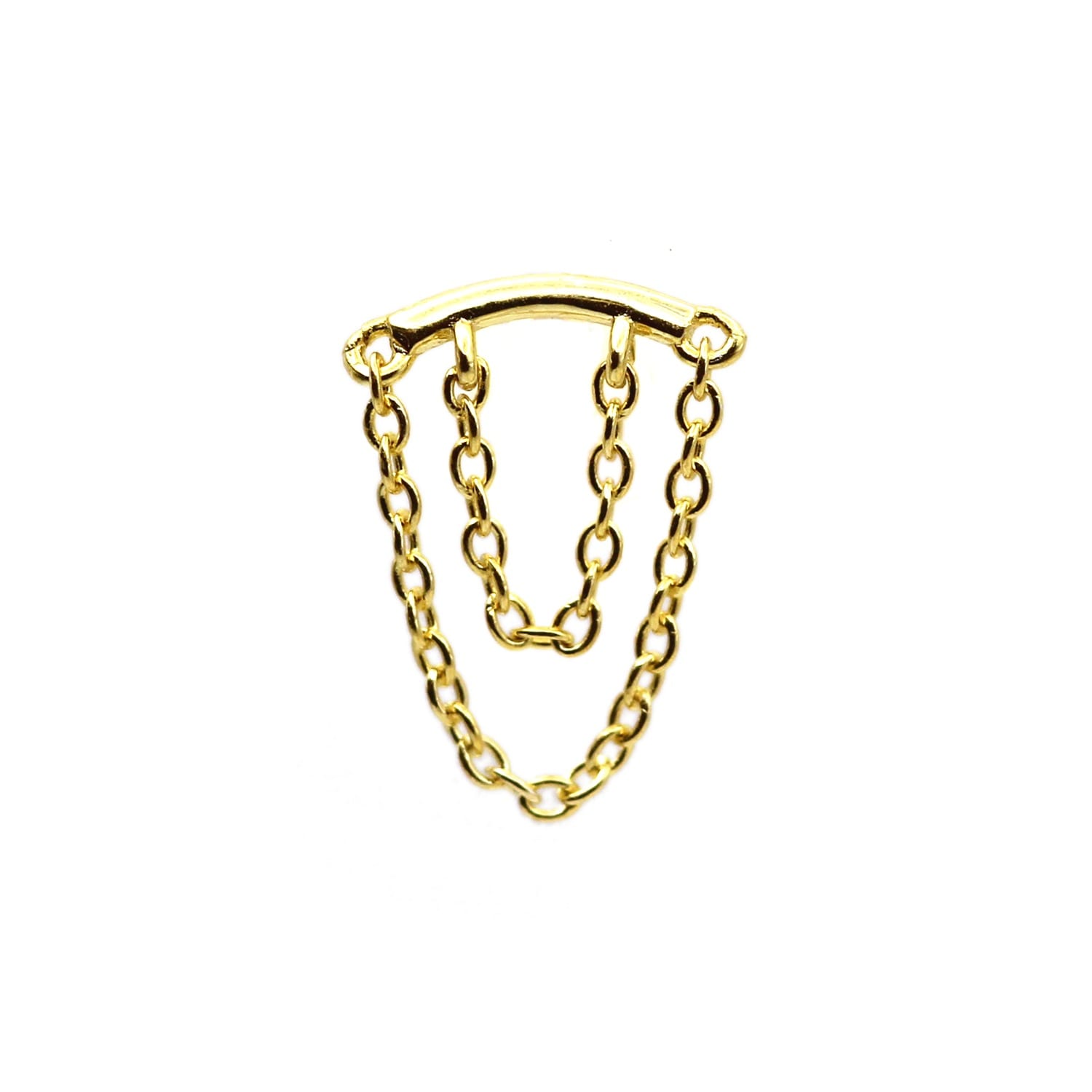 Vicstonenyc Fine Jewelry Women's Double Chain Yellow Gold Vermeil One Earring