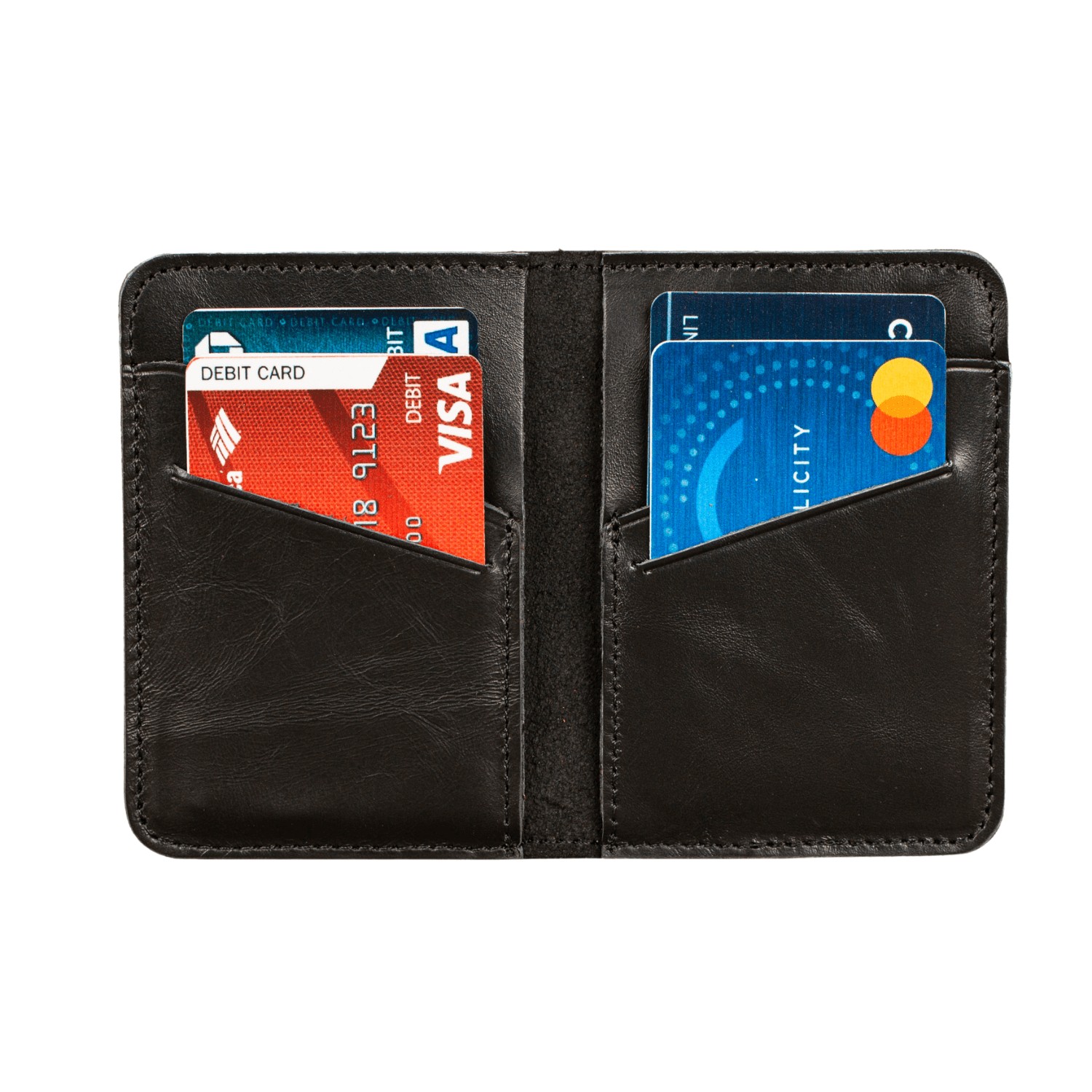 Leathere Women's Classic Leather Cardholder Wallet - Black - Berkeley