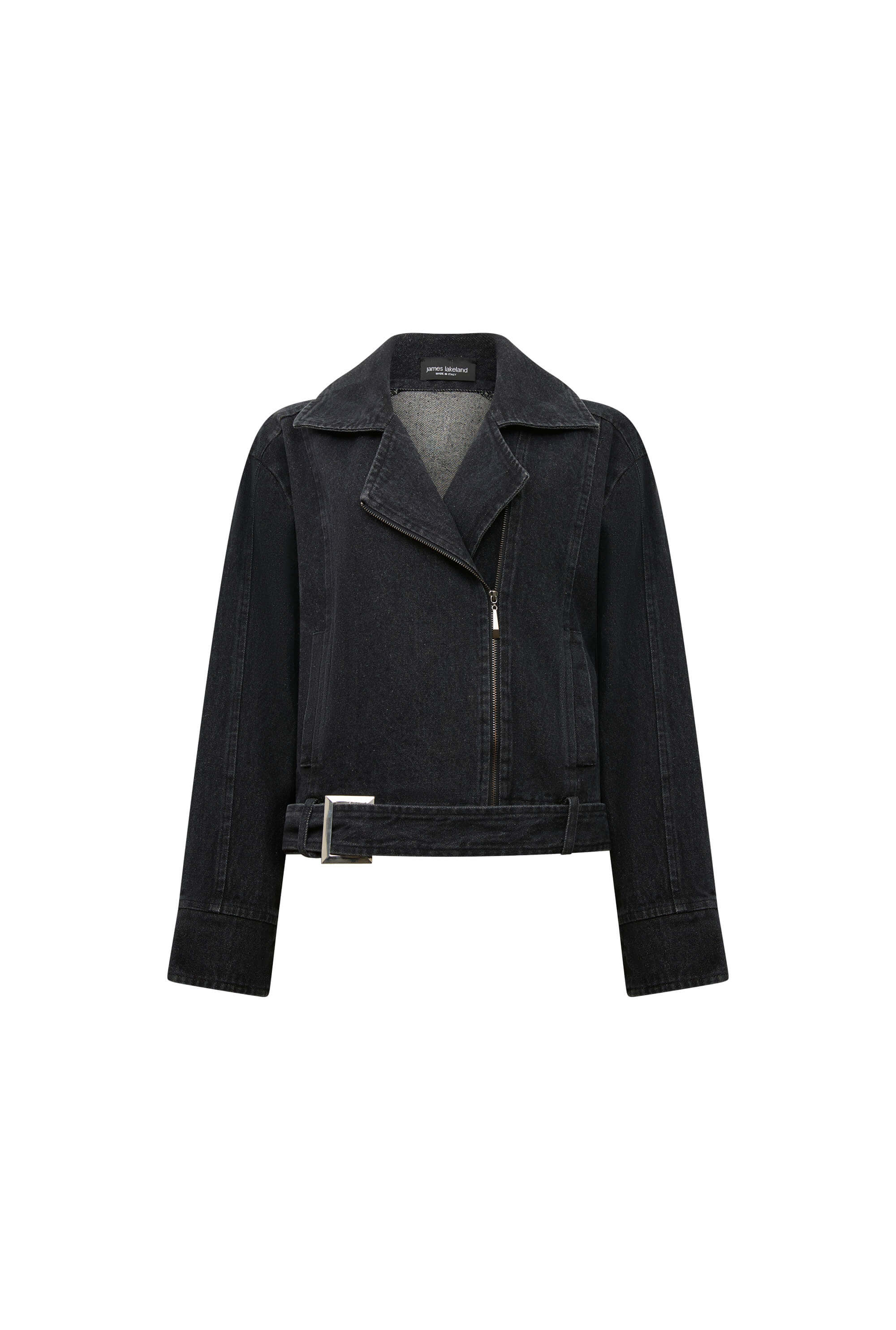 James Lakeland Women's Black Denim Biker Jacket In Black