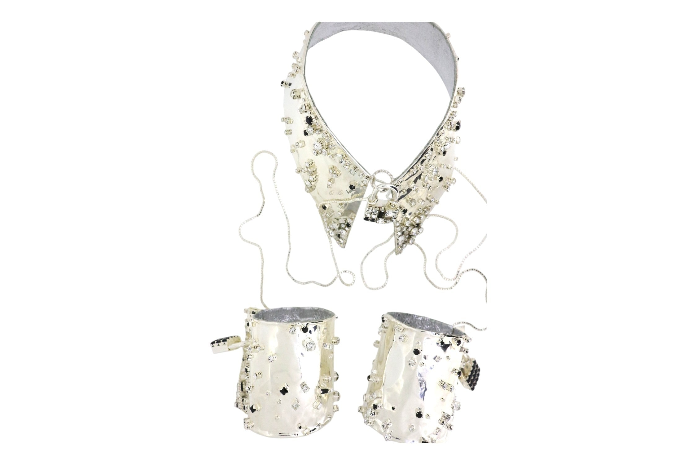 Vickisarge Women's Silver Dominatrix Collar & Cuff Set In Silver