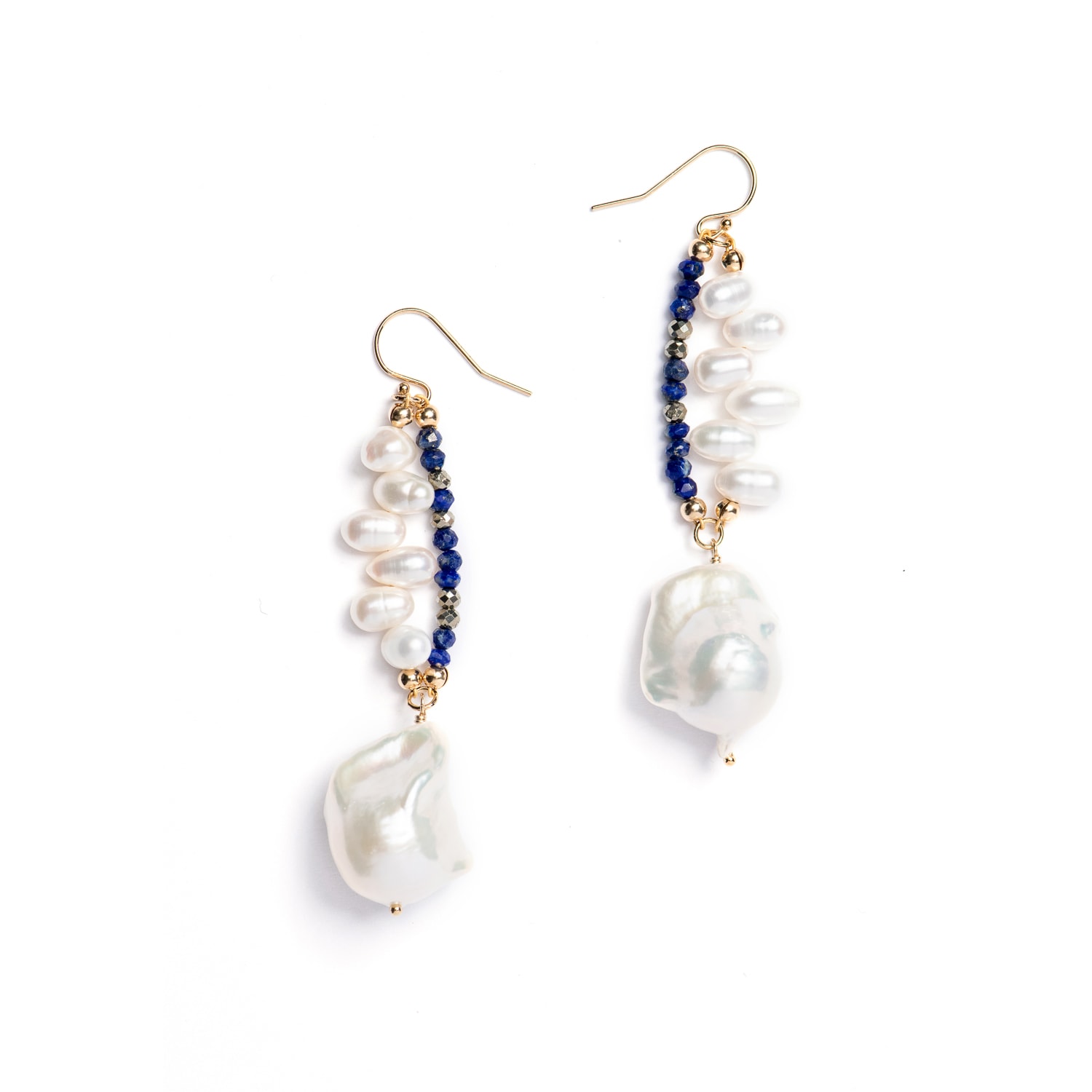 Monái Women's Blue / Gold Baroque Pearl Lapis Lazuli Earrings In Multi