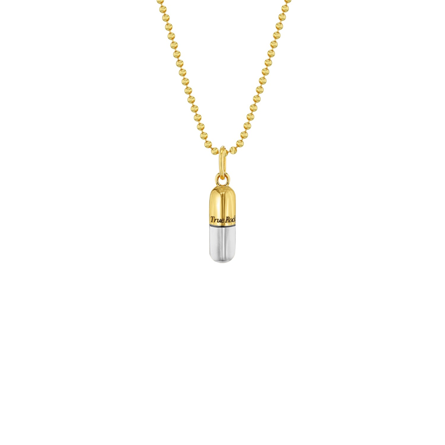 Women’s Gold / Silver 2Tone 18Kt Gold-Plated & Sterling Silver On Gold Chain Small Pill Pendant True Rocks