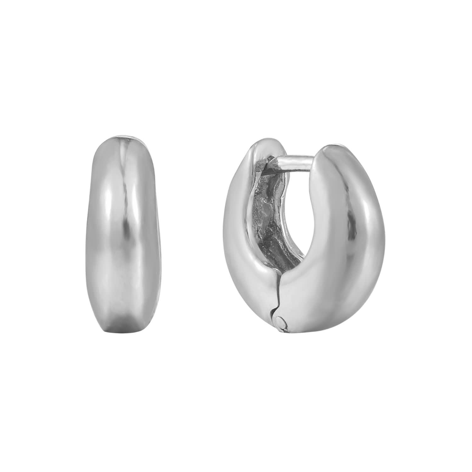 Ecoated Sterling Silver Small Thick Cashew Hoop Earrings