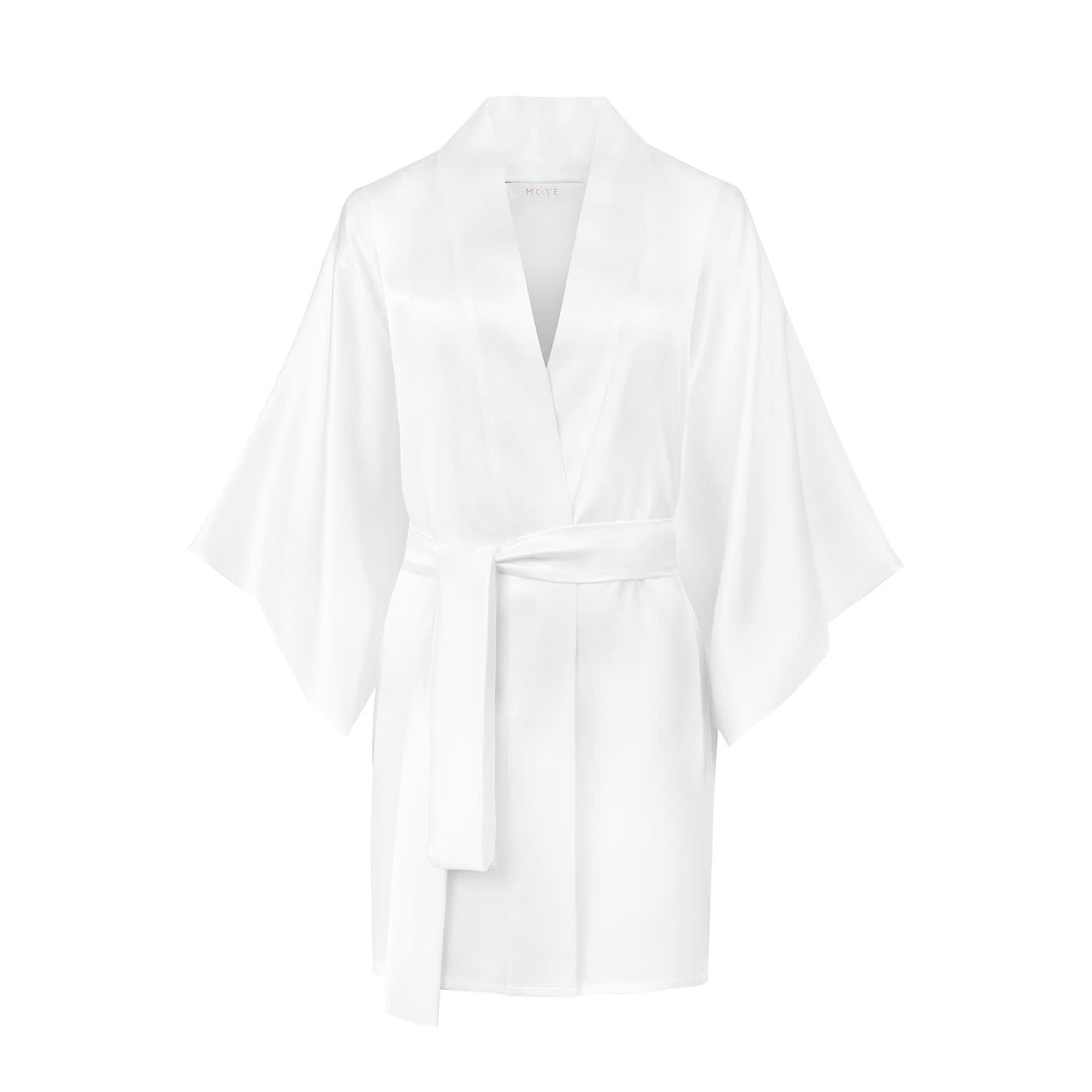 white silk kimono dress