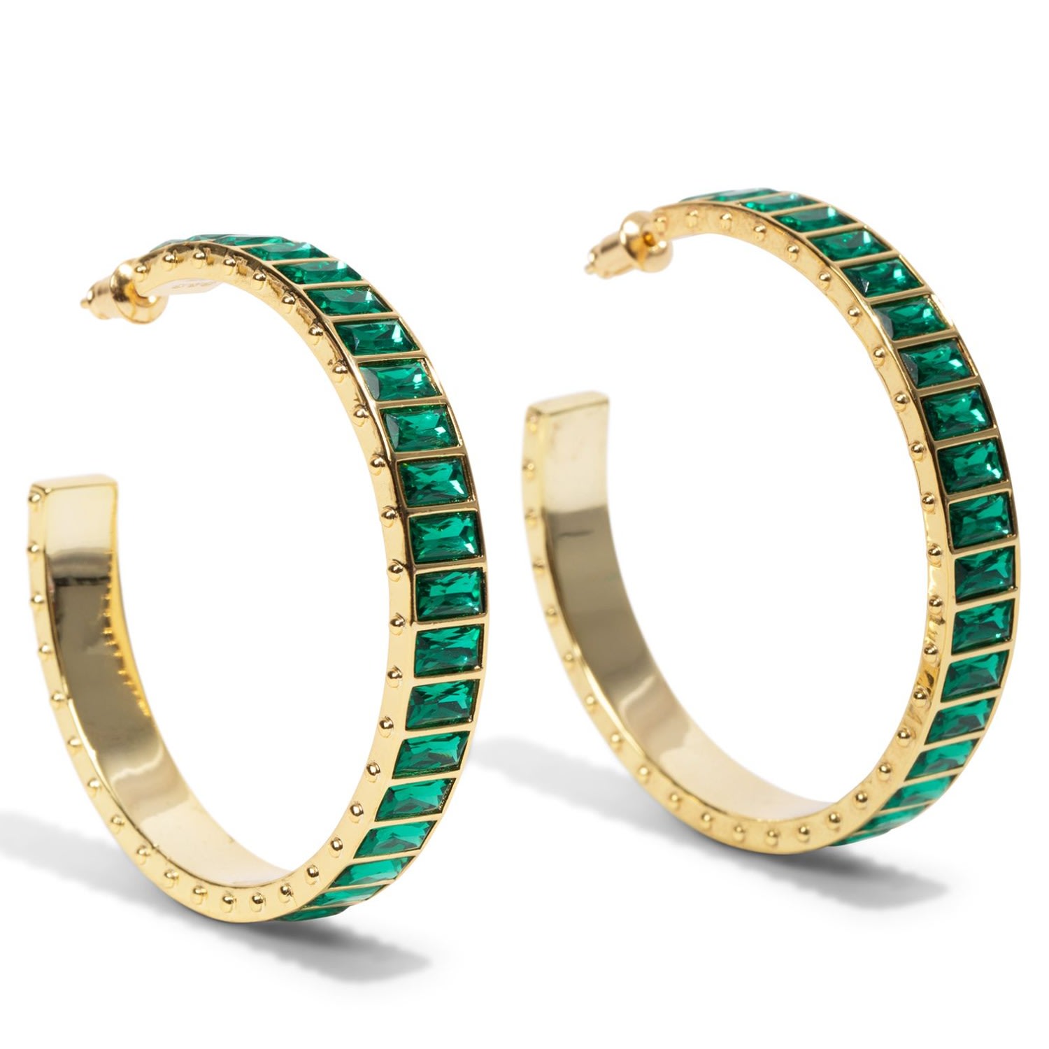 Short & Suite Women's Green Emerald Large Eternity Hoop Earring In Gold