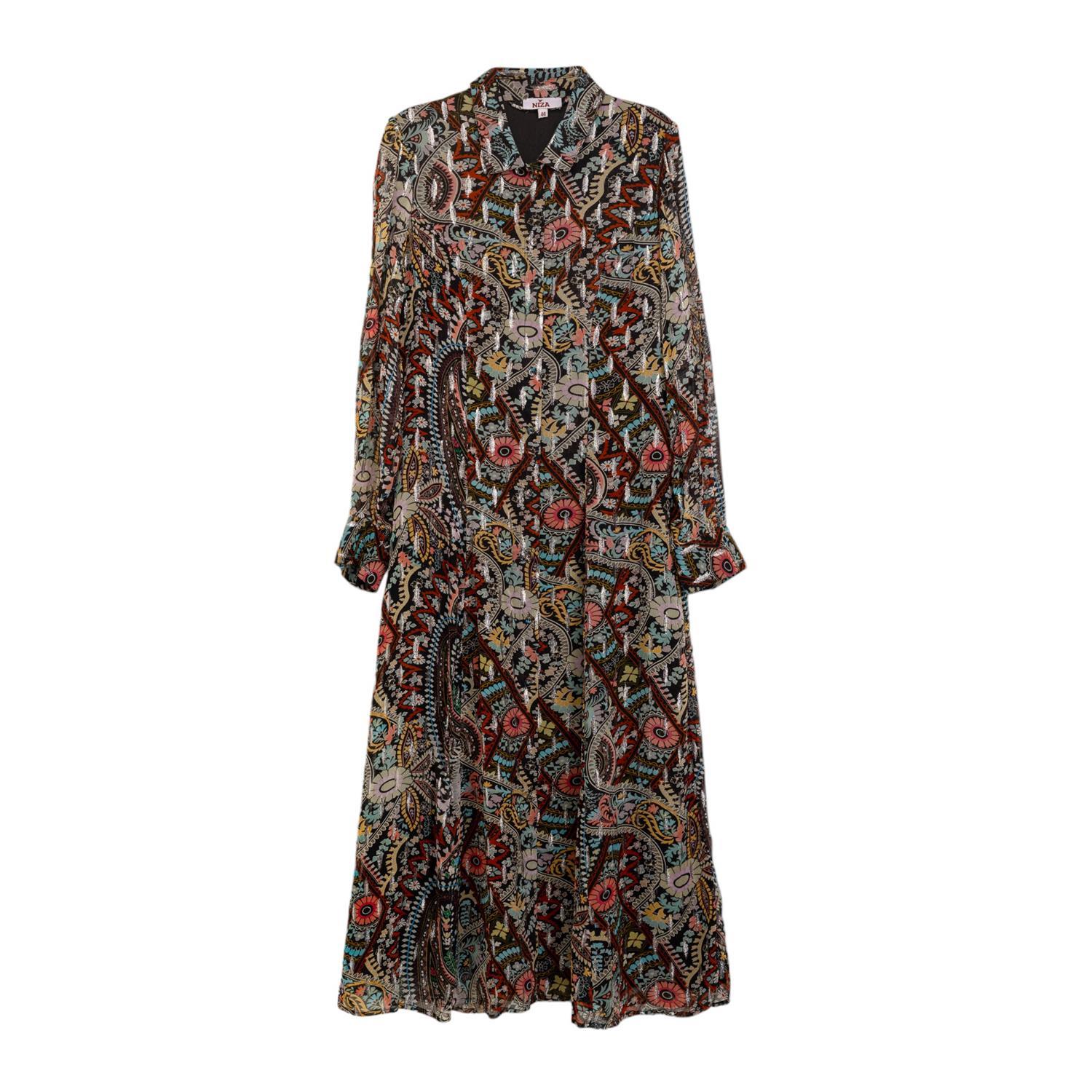 Niza Women's Long Paisley Print Shirt Dress