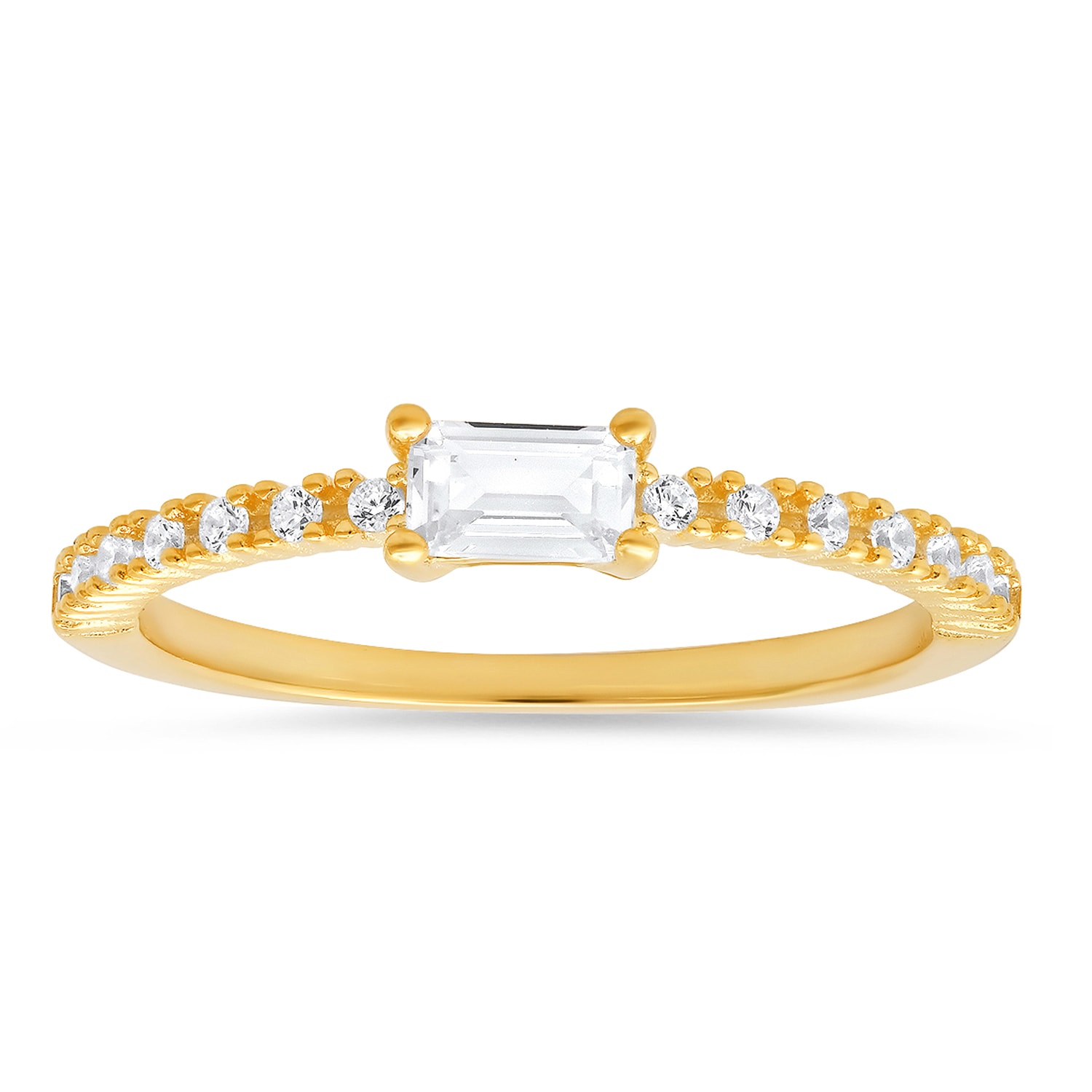 Kylie Harper Women's Gold Petite East/west Baguette-cut Diamond Cz Band Ring
