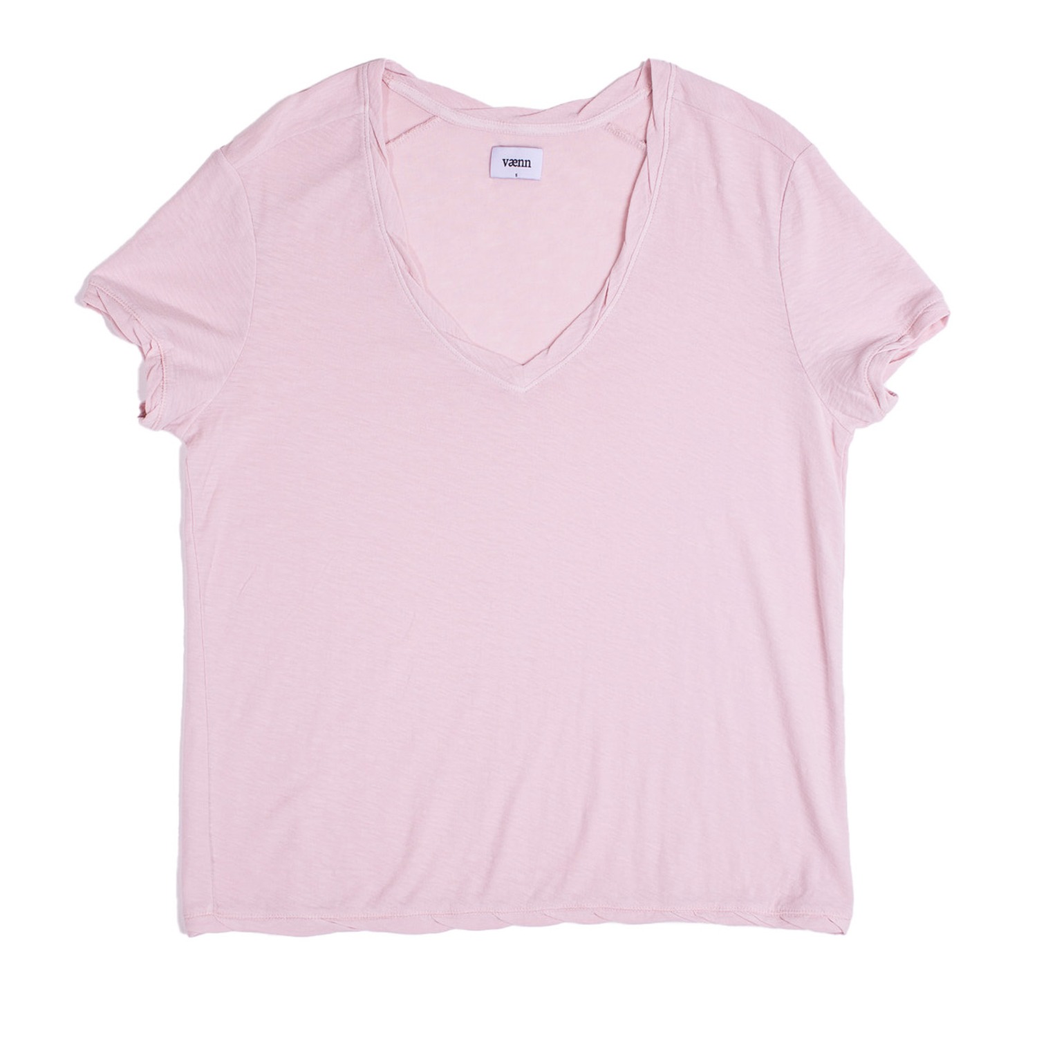 Vænn Women's Pink / Purple Slub Deep V Tee Chalk Pink In Pink/purple