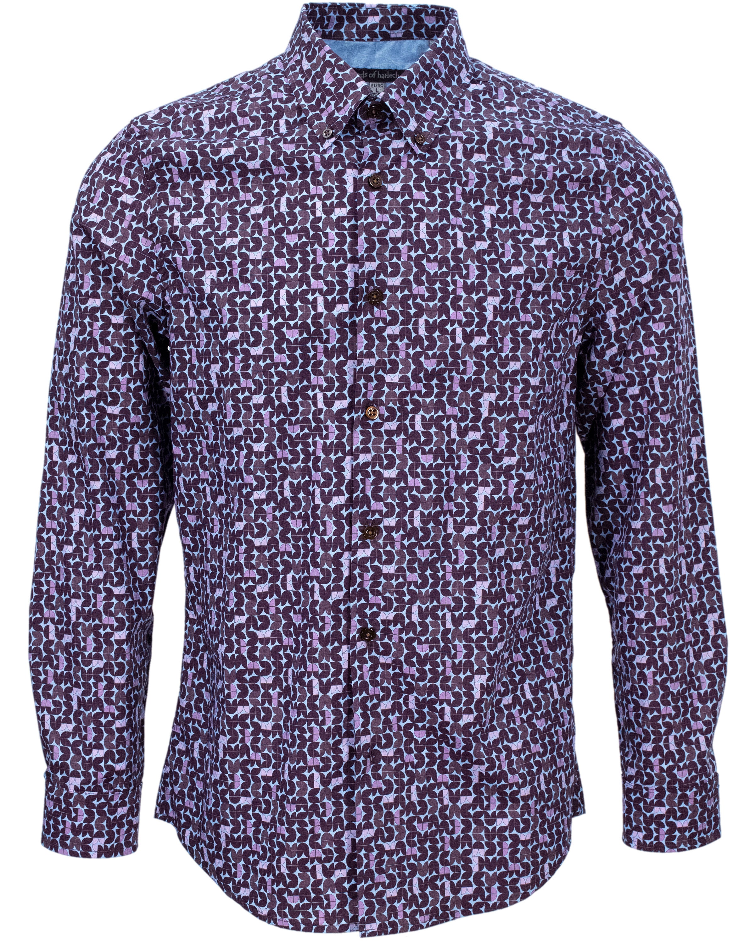 Lords Of Harlech Morris Geo Tulip Shirt In Pink/purple