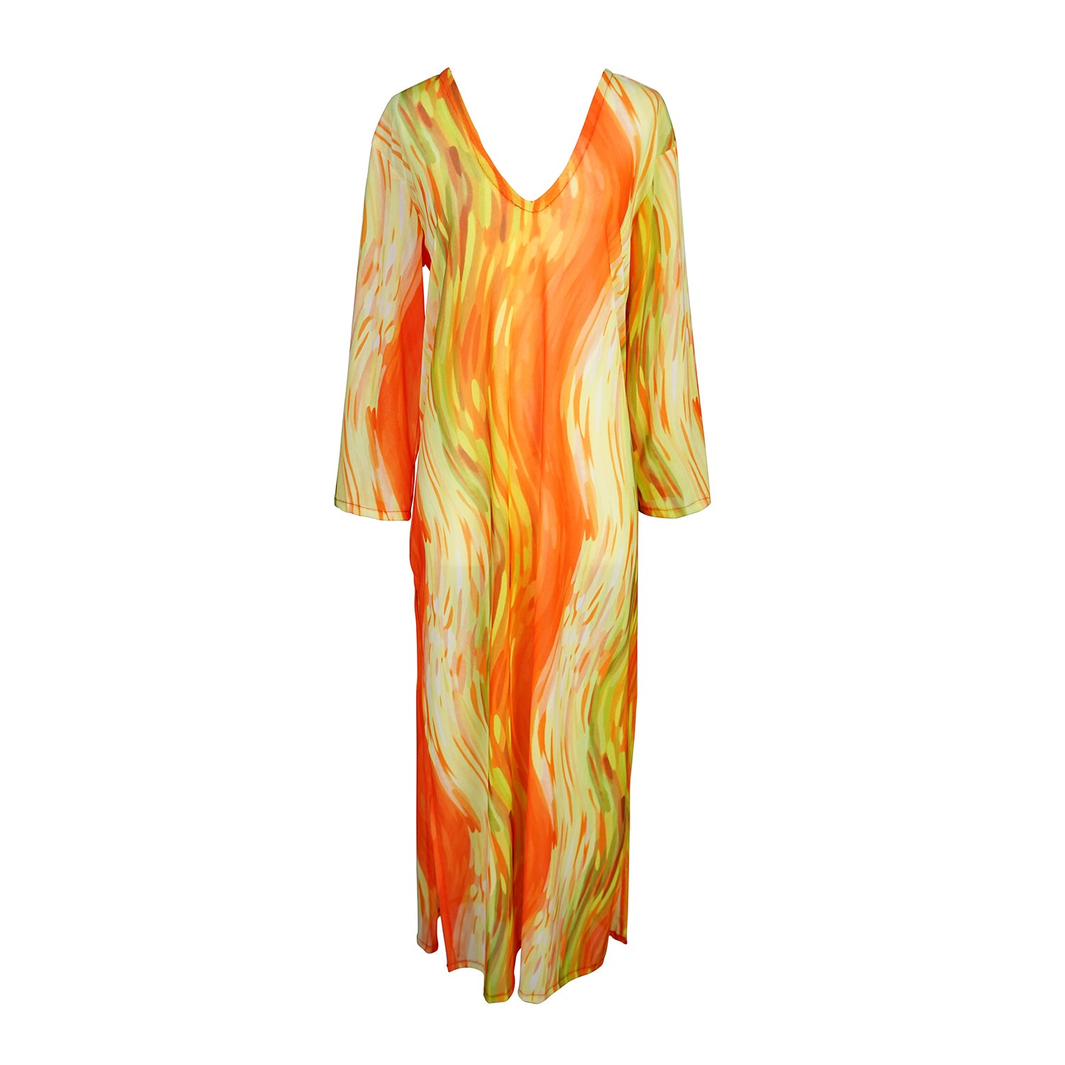 Women's Yellow Citron Longline Caftan With Sleeves | S/M | Jennafer Grace