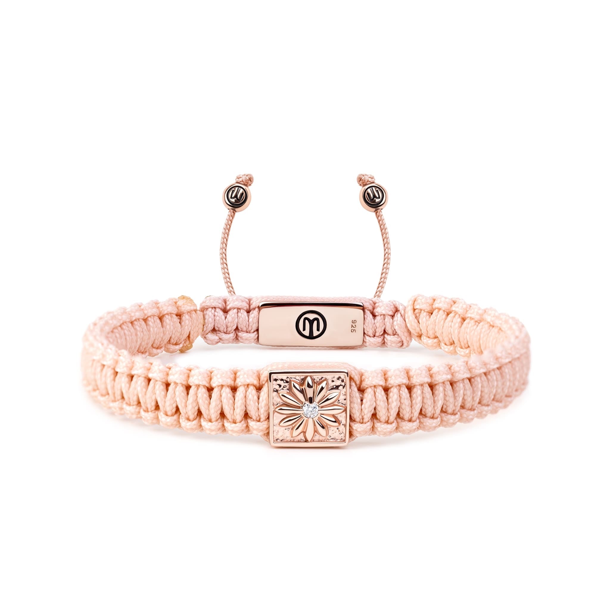 Mahigan Women's Pink / Purple / Rose Gold Pink Macráme Bracelet With White Moissanite In Rose Gold - Sakura