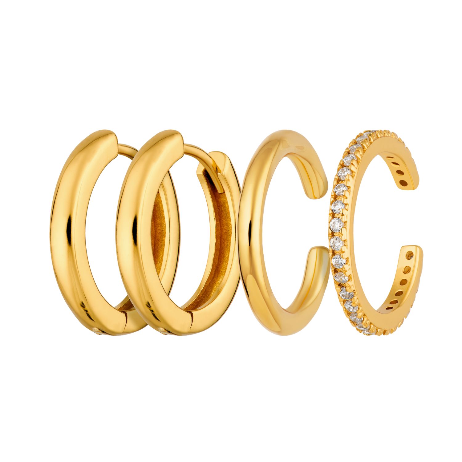 Scream Pretty Women's Gold Everyday Earring Stacking Set With Ear Cuffs