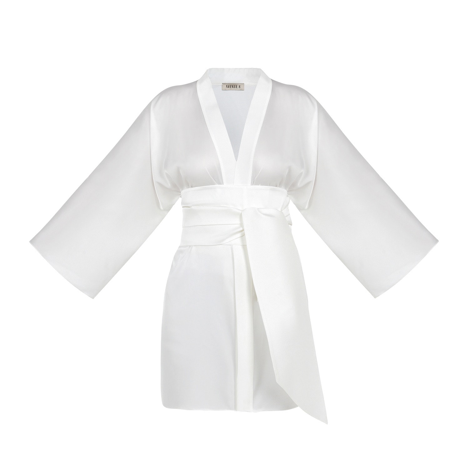 Avenue 8 Women's White Mini Robe With Belt In White