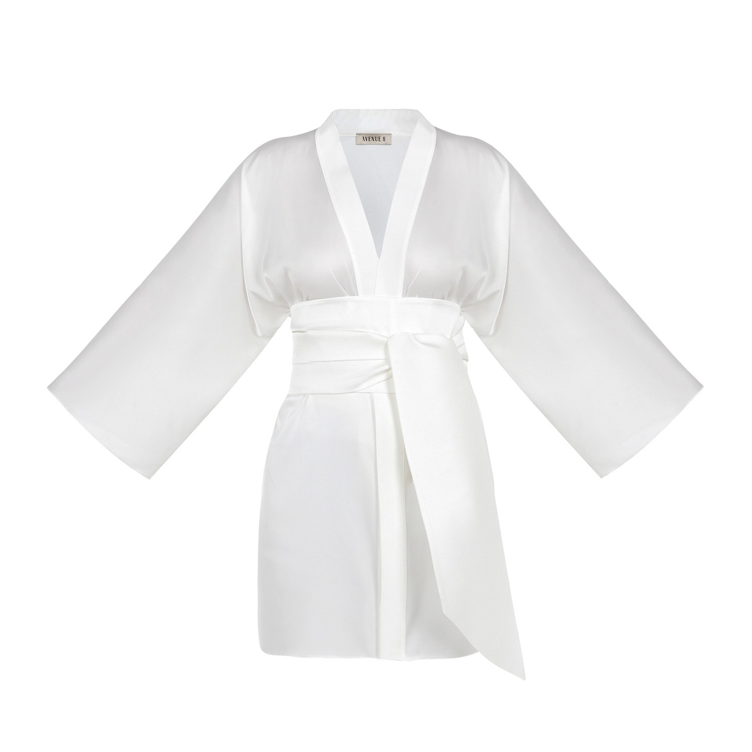 Women’s White Mini Robe With Belt S/M Avenue 8