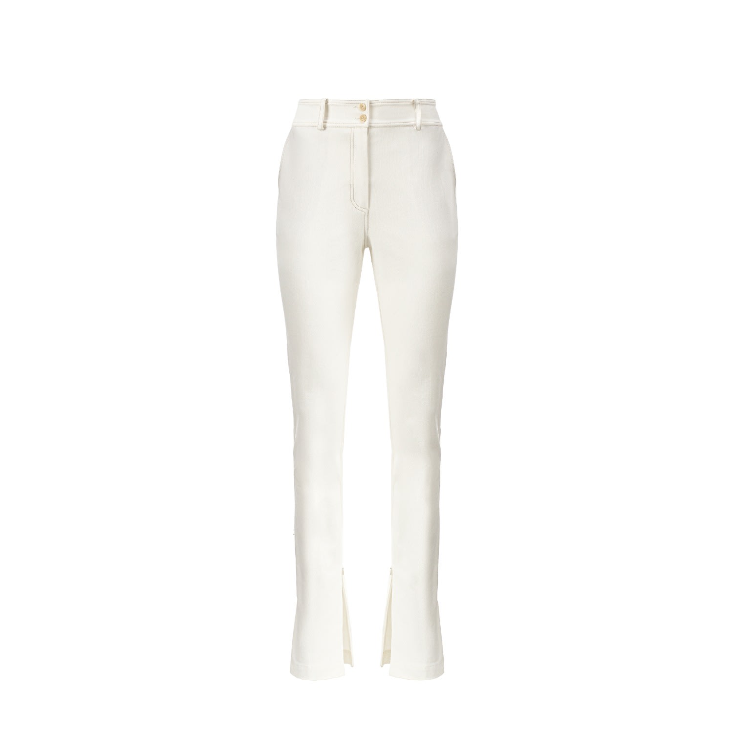 Women’s Topstitch Detail Cotton Trousers In White Medium Lita Couture