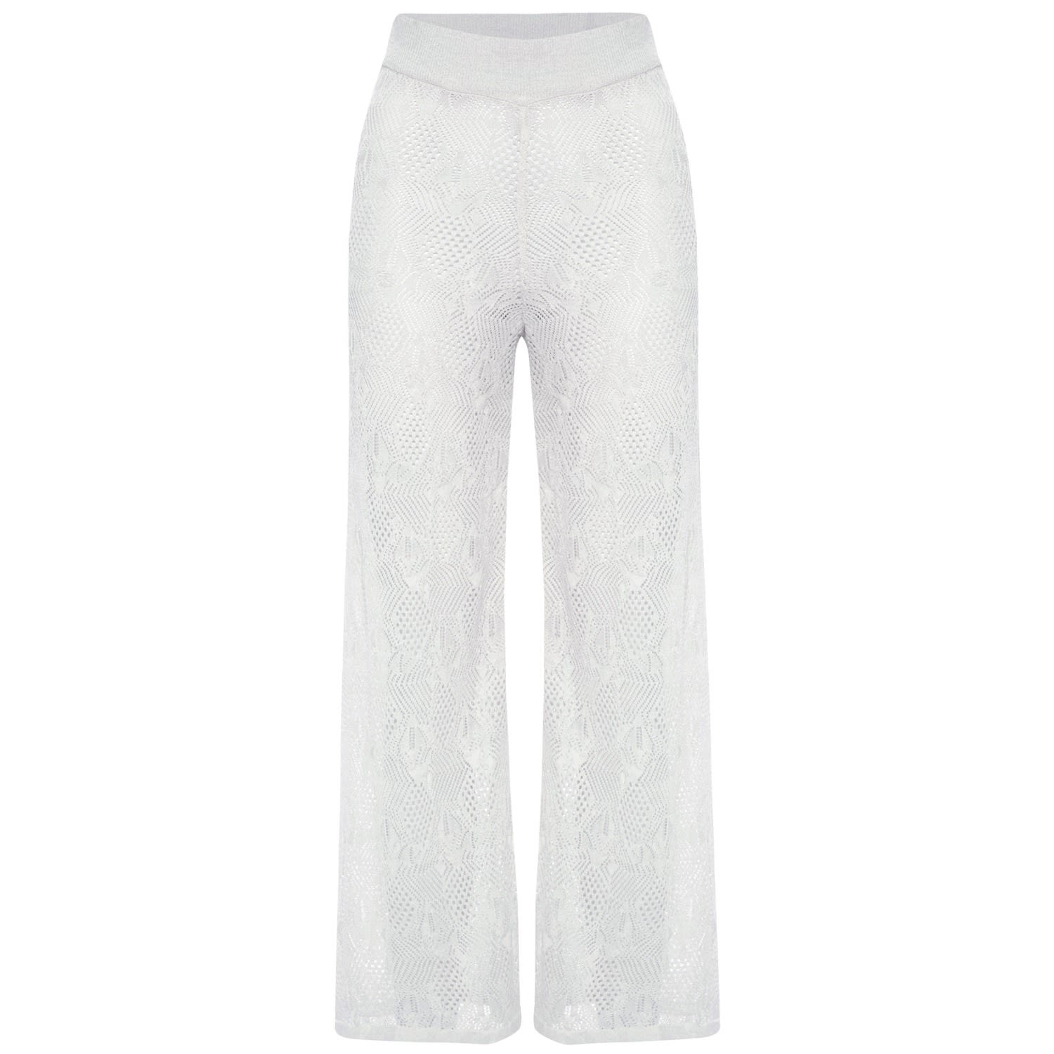 Peraluna Women's White Emma Lace Knit Flared Trouser In Ecru In White