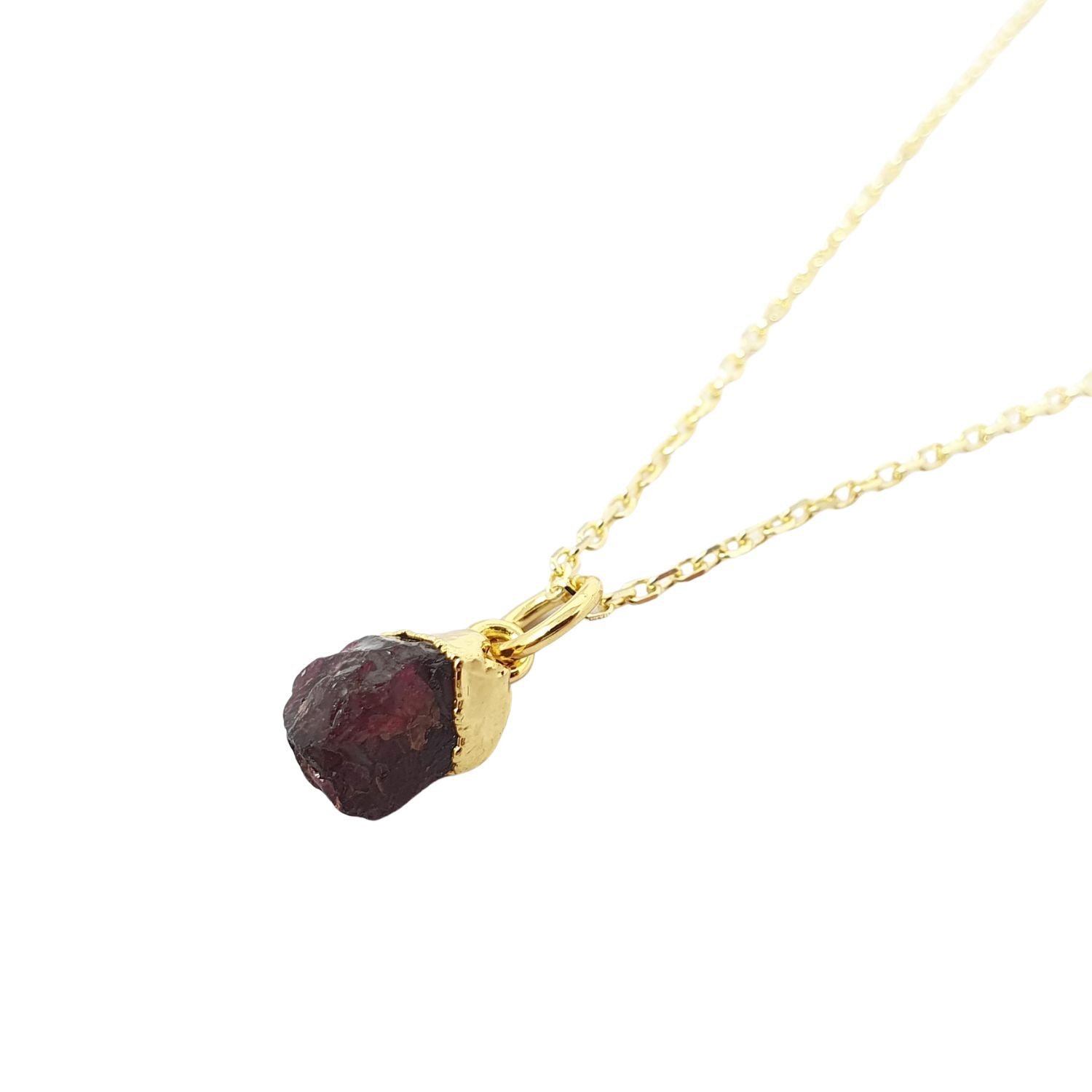 Women’s Red / Gold Raw Garnet Gold Plated January Birthstone Crystal Necklace Harfi