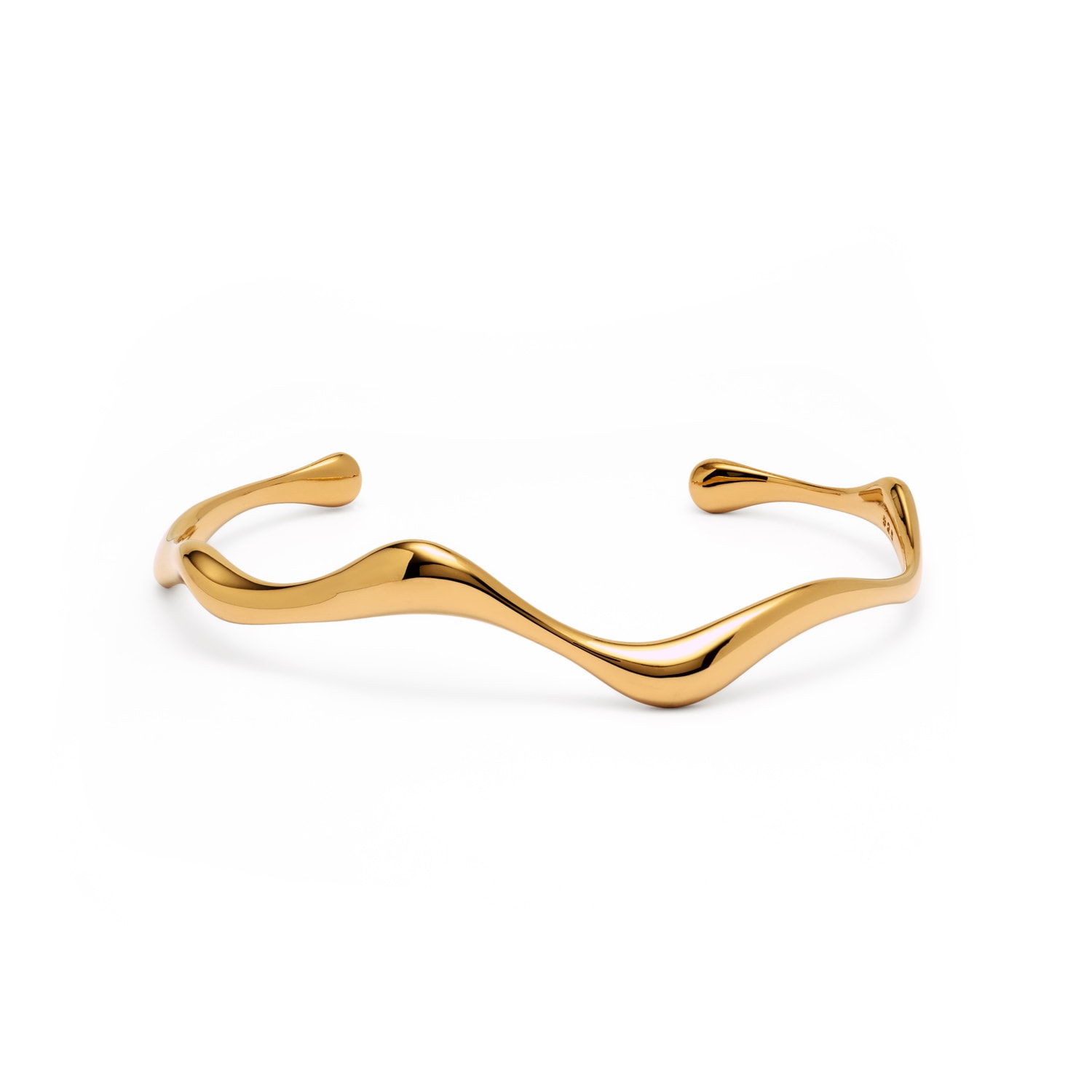 Women’s Poise Wave Cuff Bangle - 18K Gold Vermeil Veyia Berlin