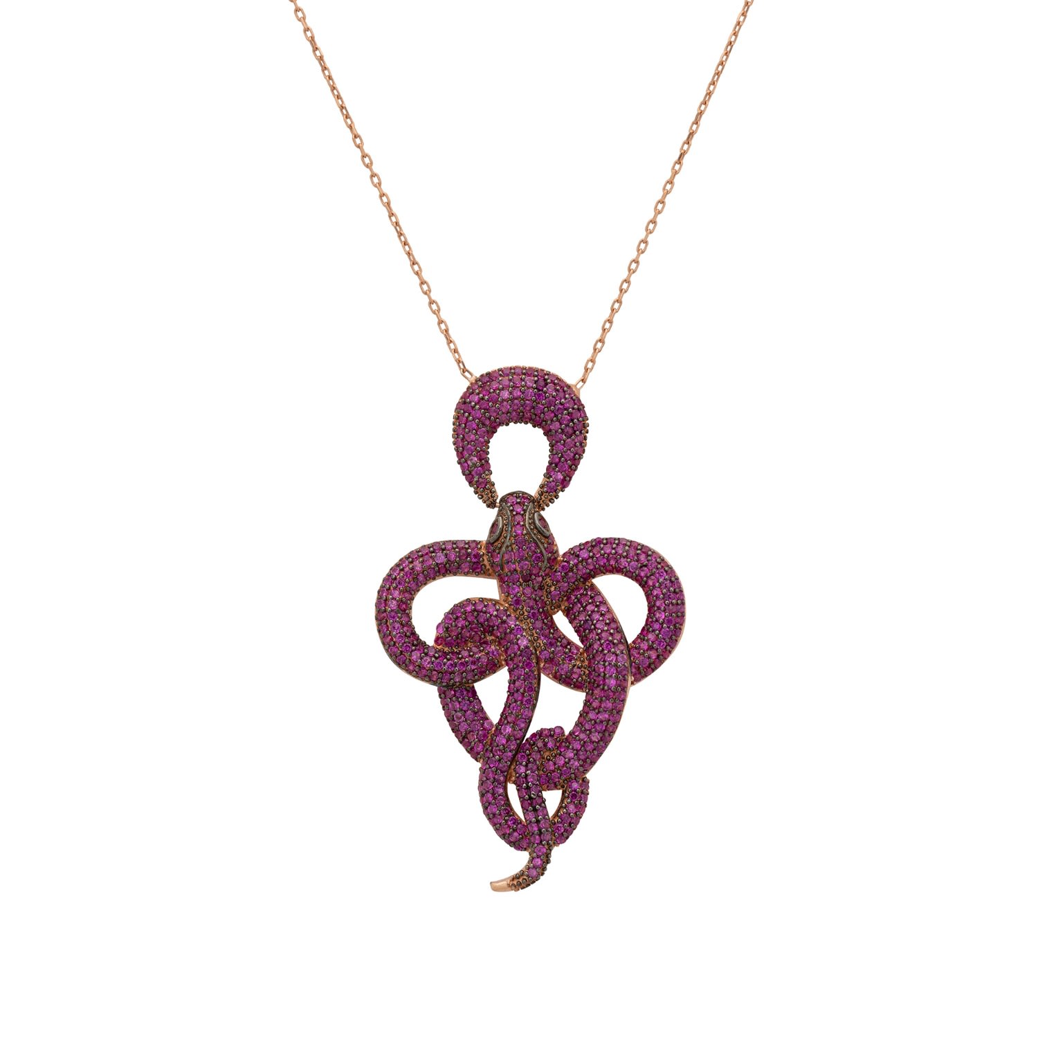 Latelita Women's Pink / Purple / Rose Gold Viper Snake Pendant Necklace Rosegold Ruby In Red