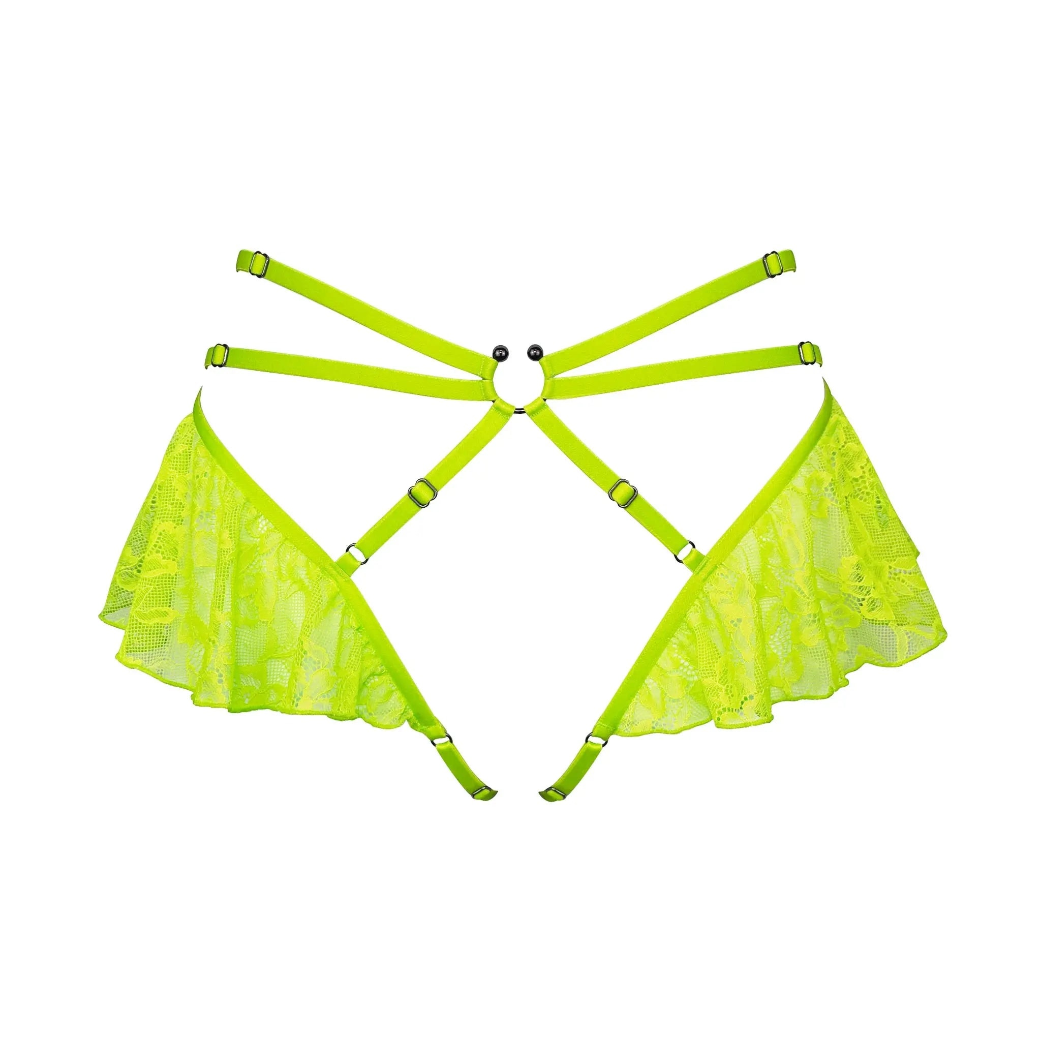 Monique Morin Lingerie Women's Hologram Skirted Harness Acid Green