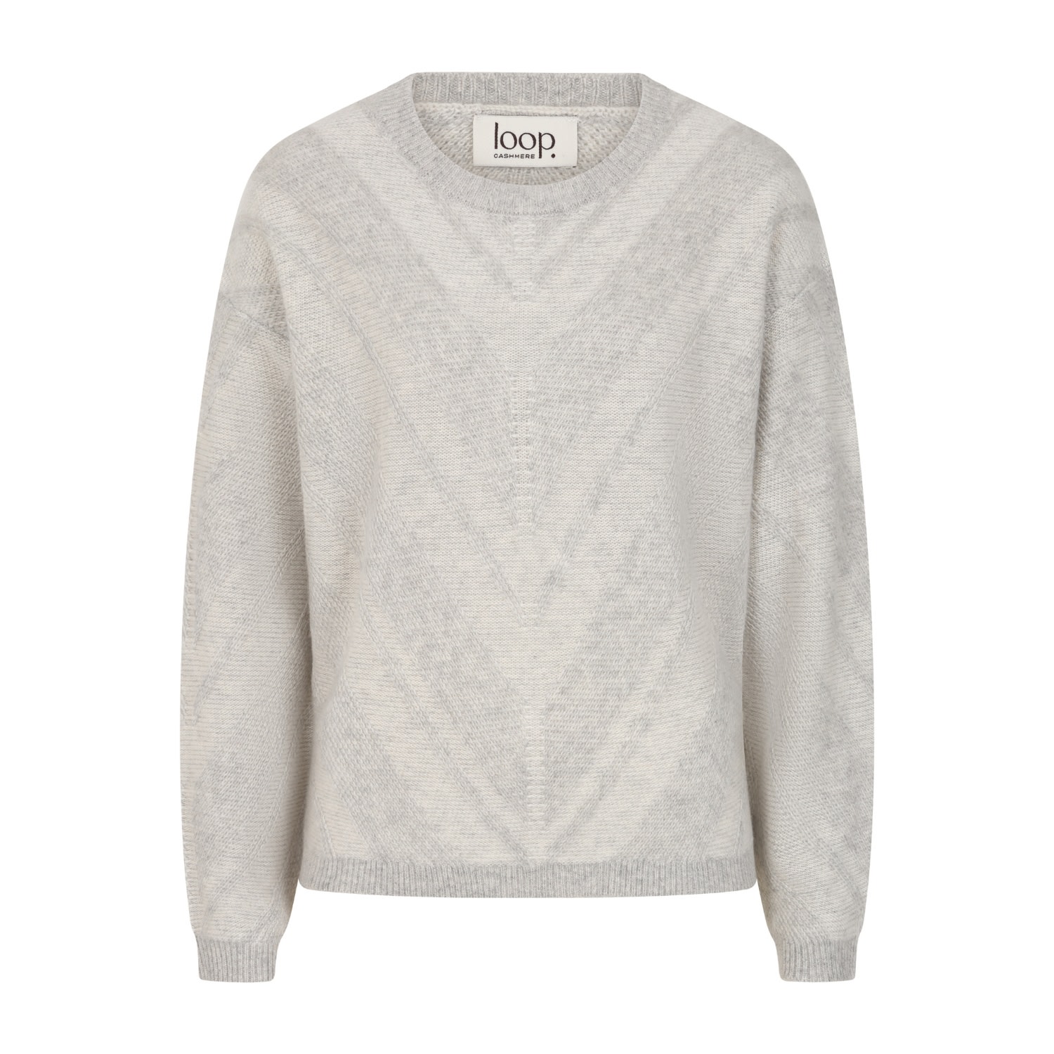 Loop Cashmere Women's Textured Chevron Sweater In Foggy Grey & Snow White In Gray