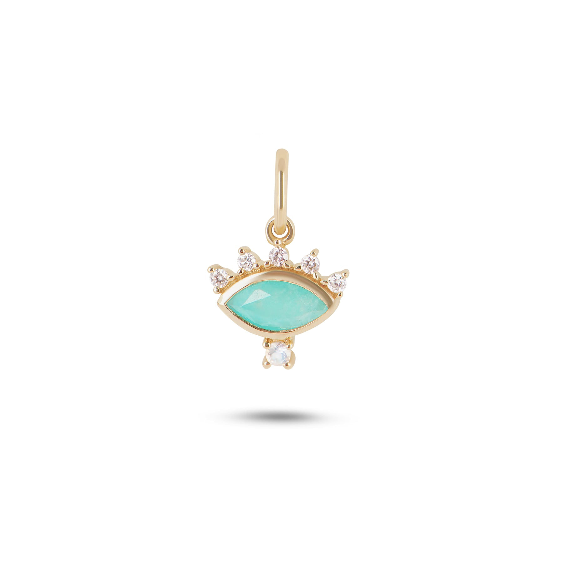 Zohreh V. Jewellery Women's Gold / Blue Amazonite, Diamond & Moonstone Eye Pendant 9k Gold