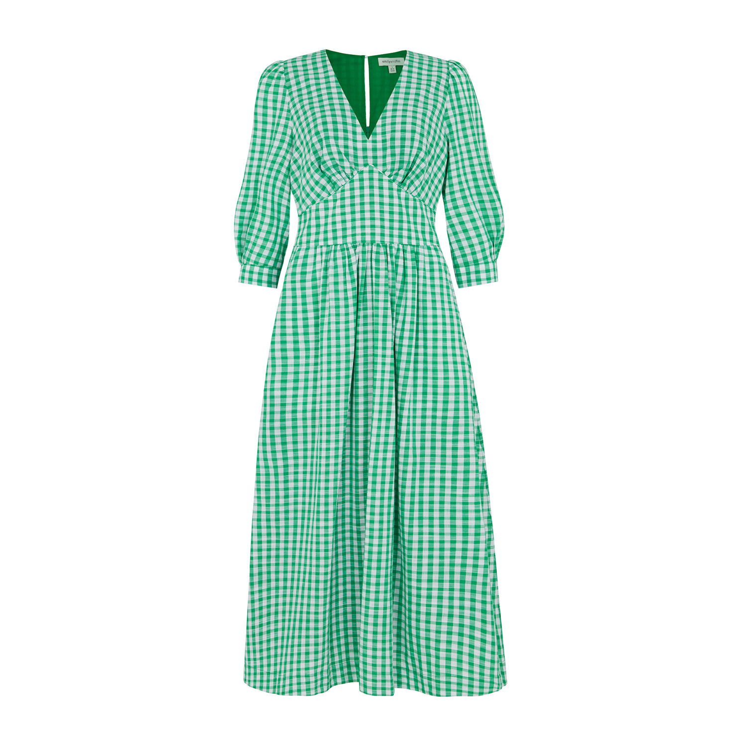 Emily And Fin Women's Green / White Amelia Emerald Green Gingham Dress