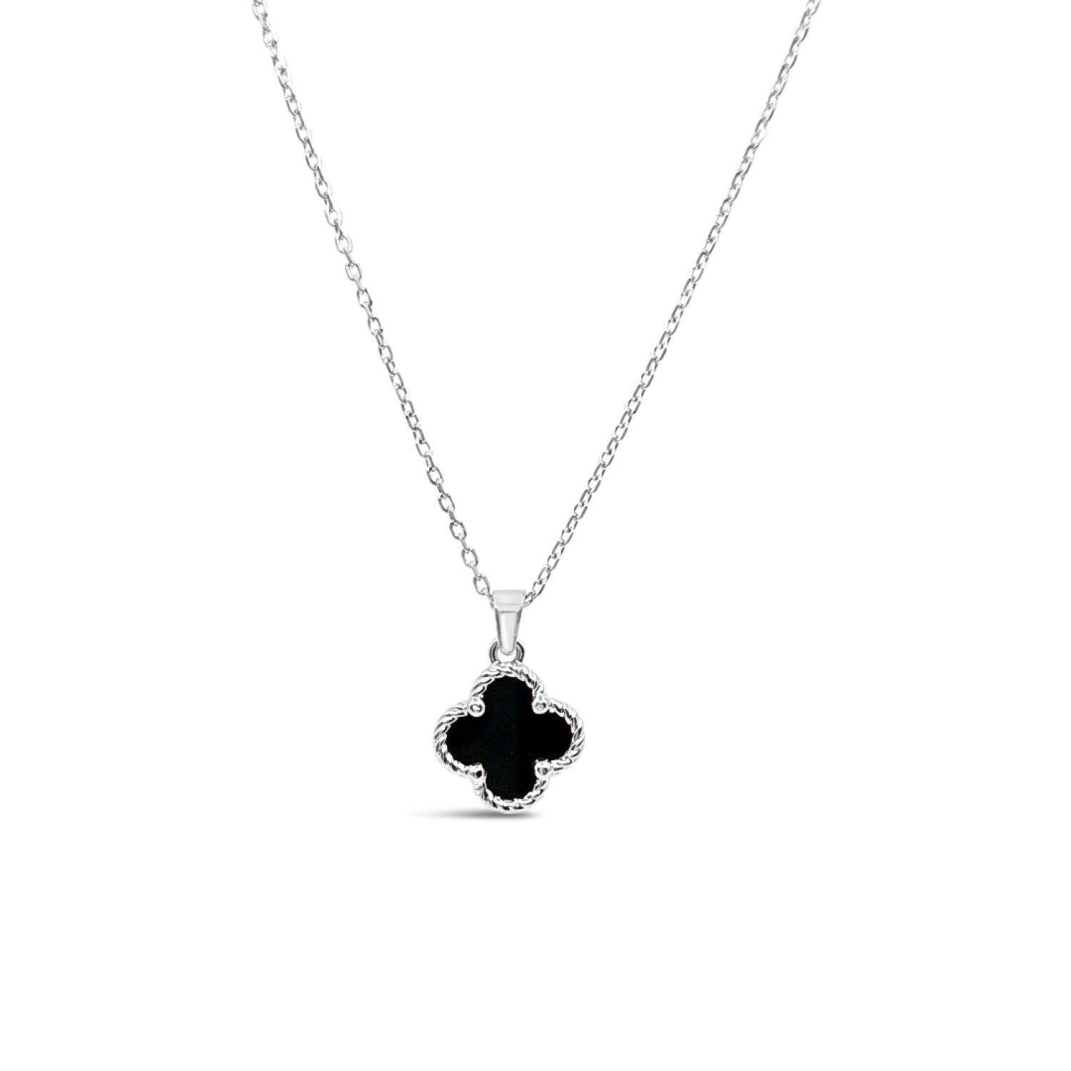 Lutiro Women's Twisted Clover Pendant-black Agate In Black