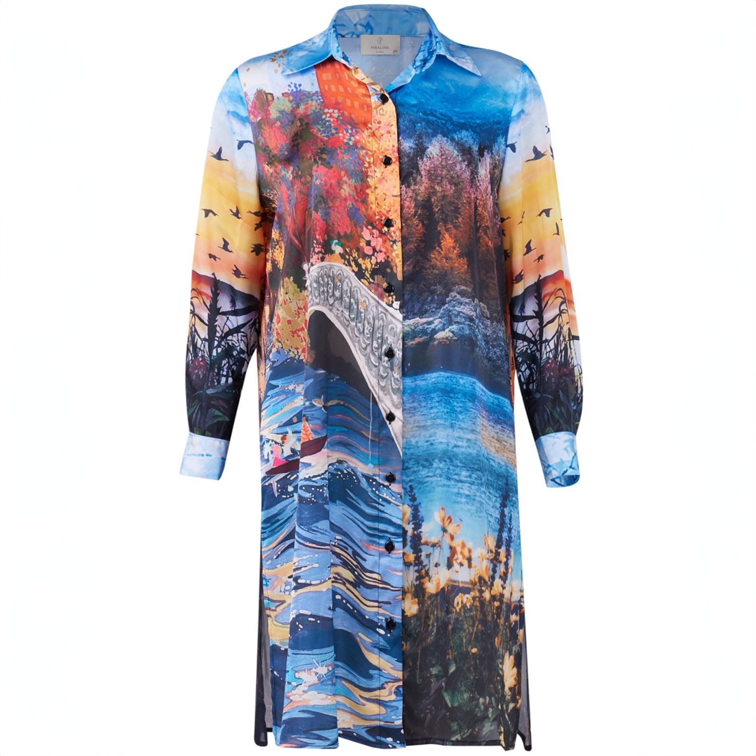 Peraluna Women's Sweet Memories Satin Long Shirt Dress In Multicolor