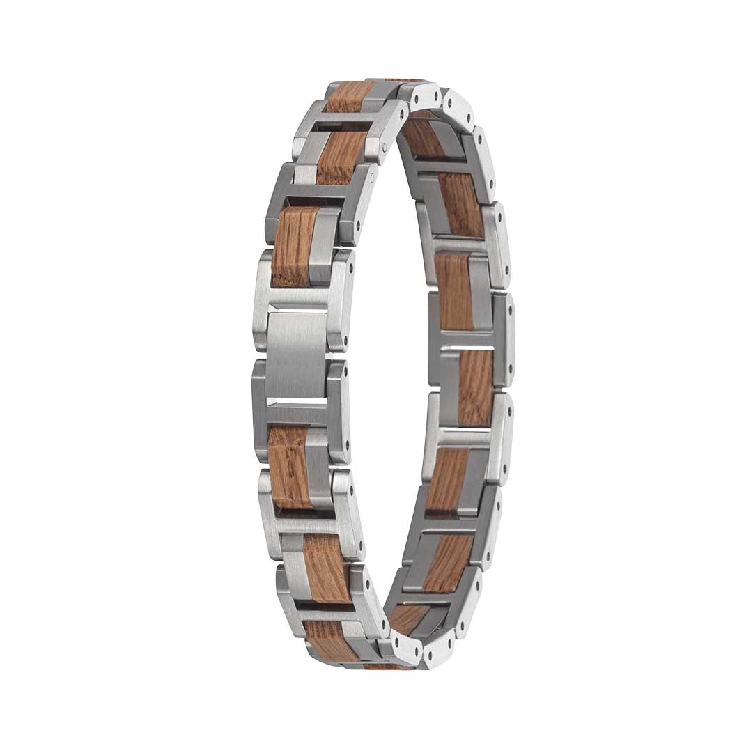 Waidzeit Grey / Brown Element Bracelet Men Barrique & Silver