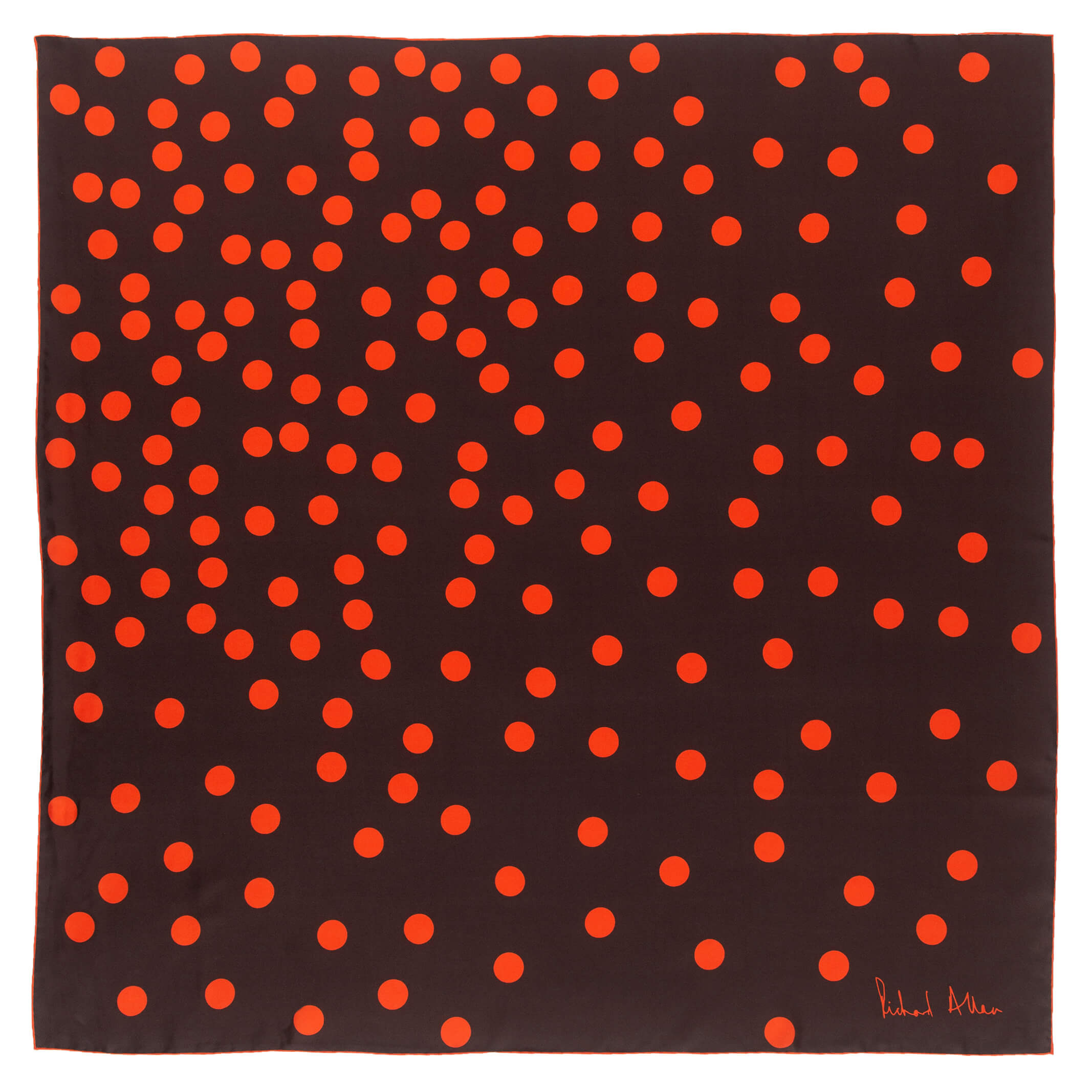 Richard Allan London Women's Brown Large Orange Polka Silk Scarf In Brown