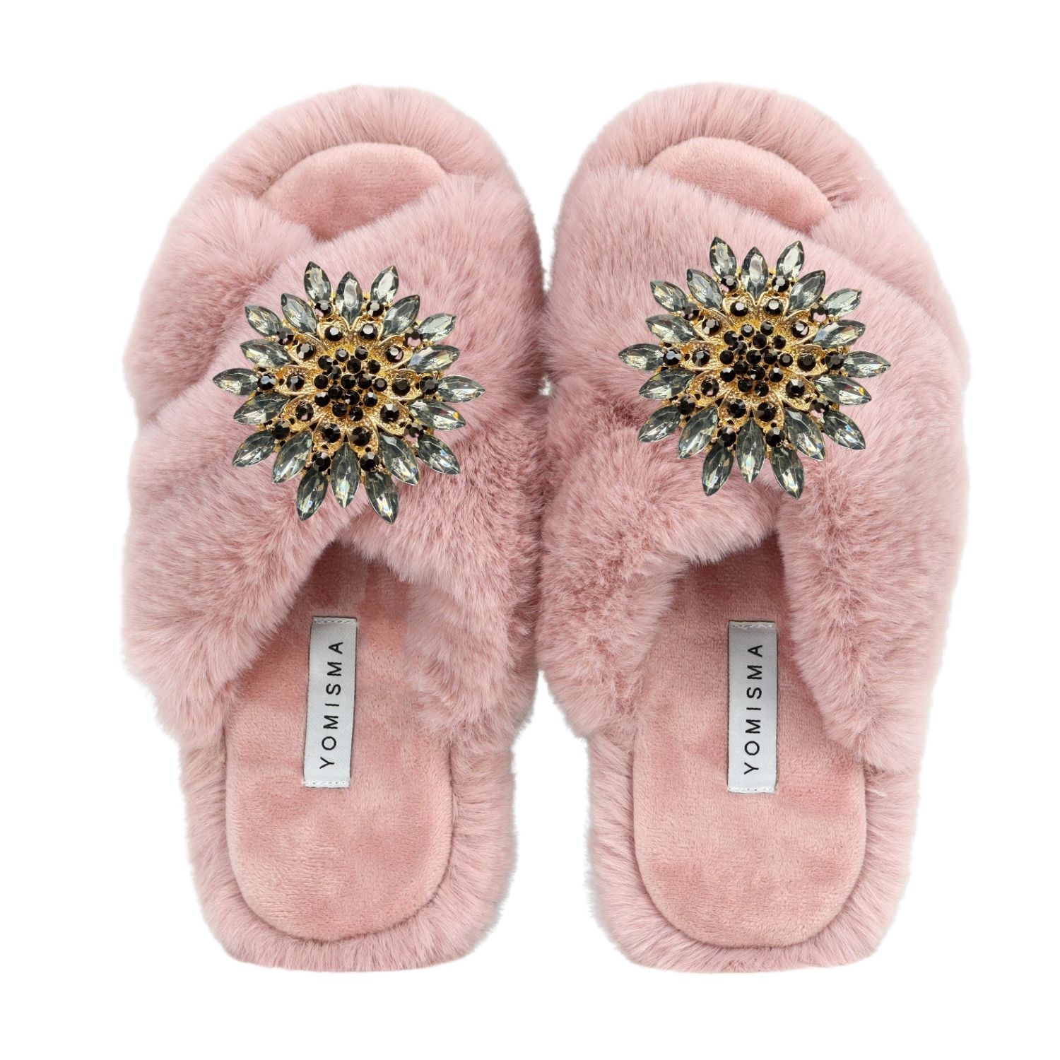 Yomisma Women's Pink / Purple Faux Fur Slippers - Global Recycled Standard Certified With Grey Tourmaline Je In Pink/purple