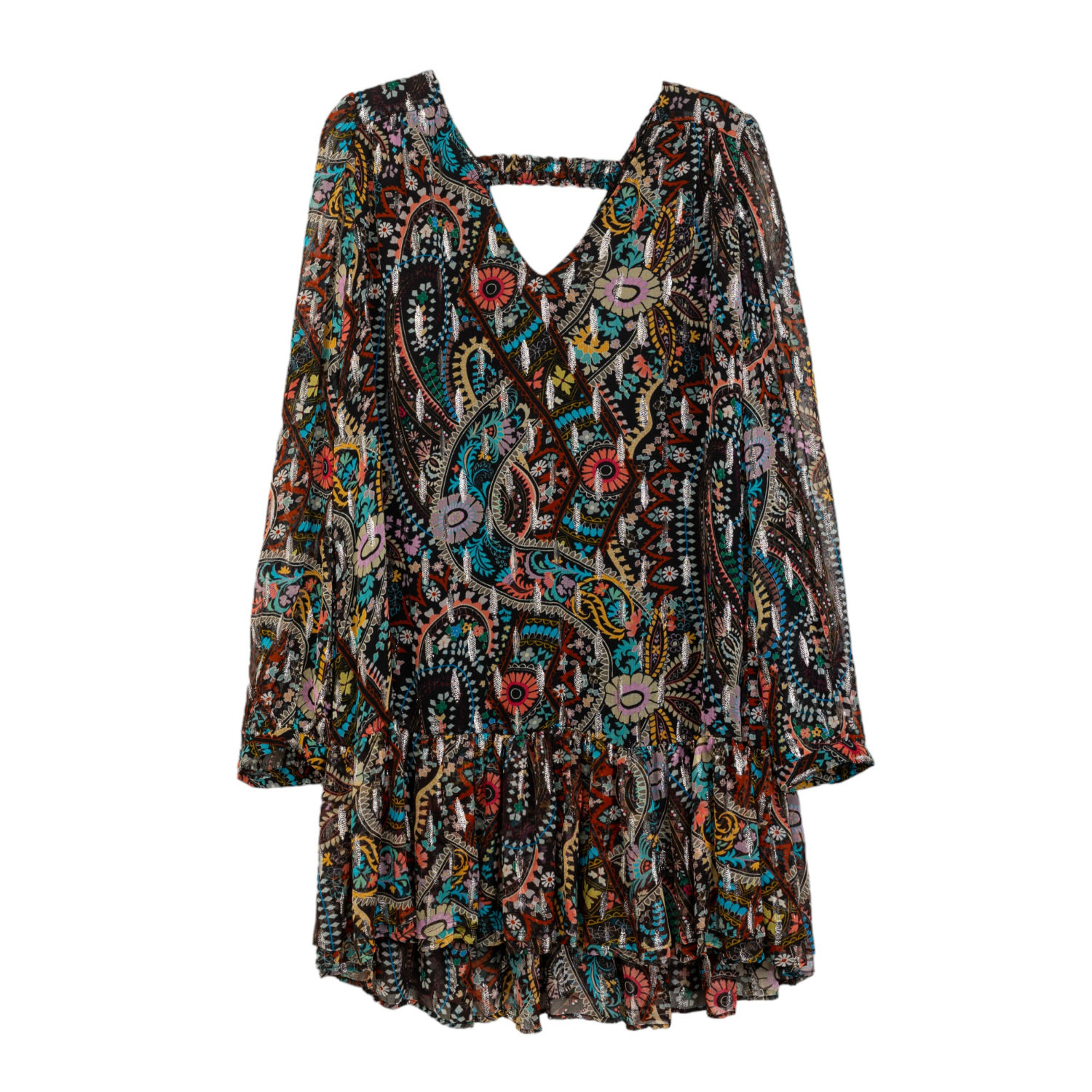 Niza Women's Black Mini Lingerie Paisley Print Dress In Black