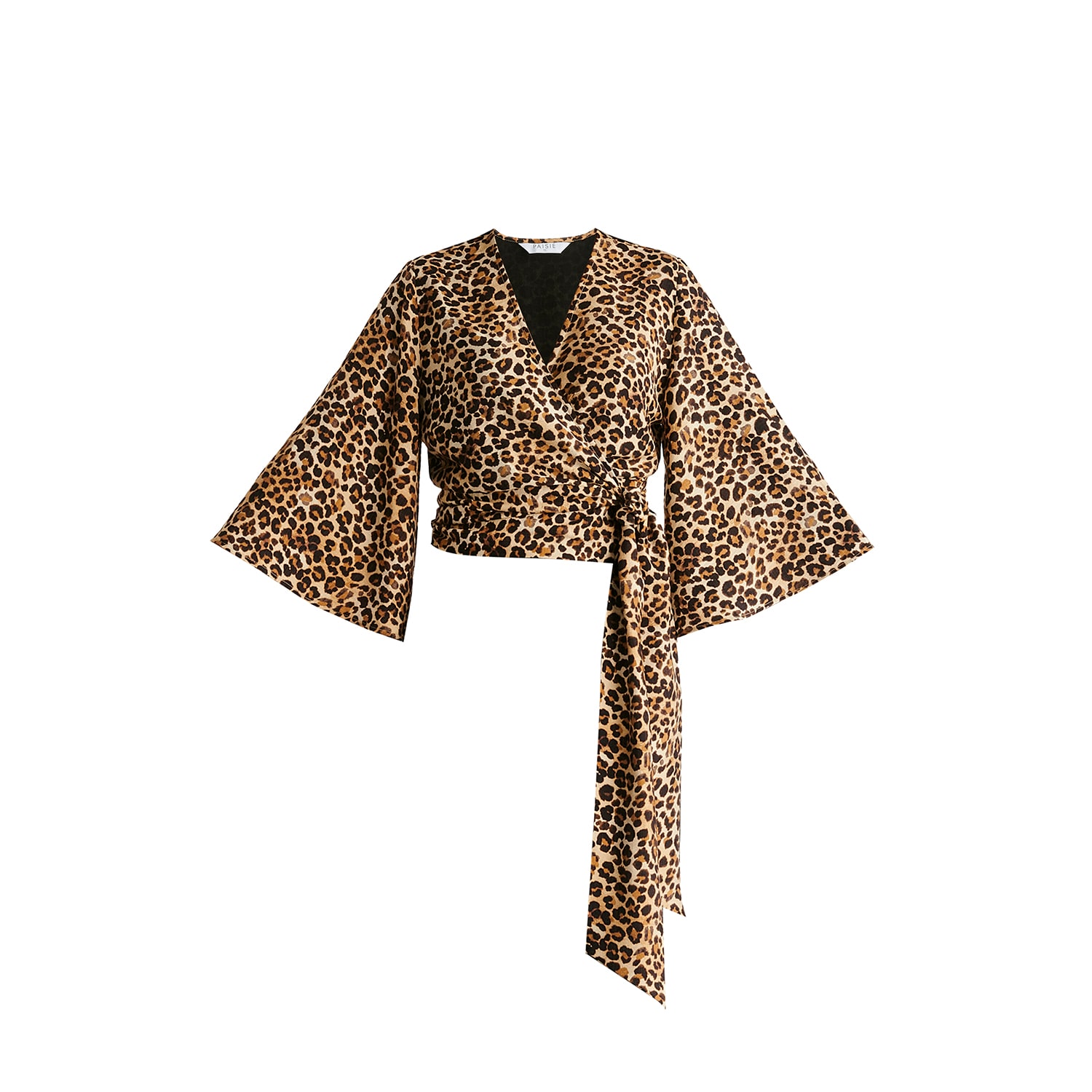 Paisie Women's Brown Kimono Wrap Blouse In Leopard Print