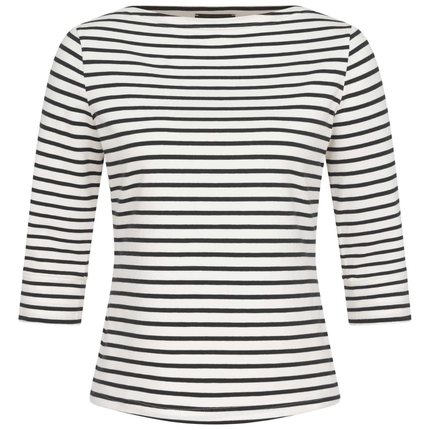 Marianna Déri Women's Black / White Top With Boat Neckline Black-cream Striped