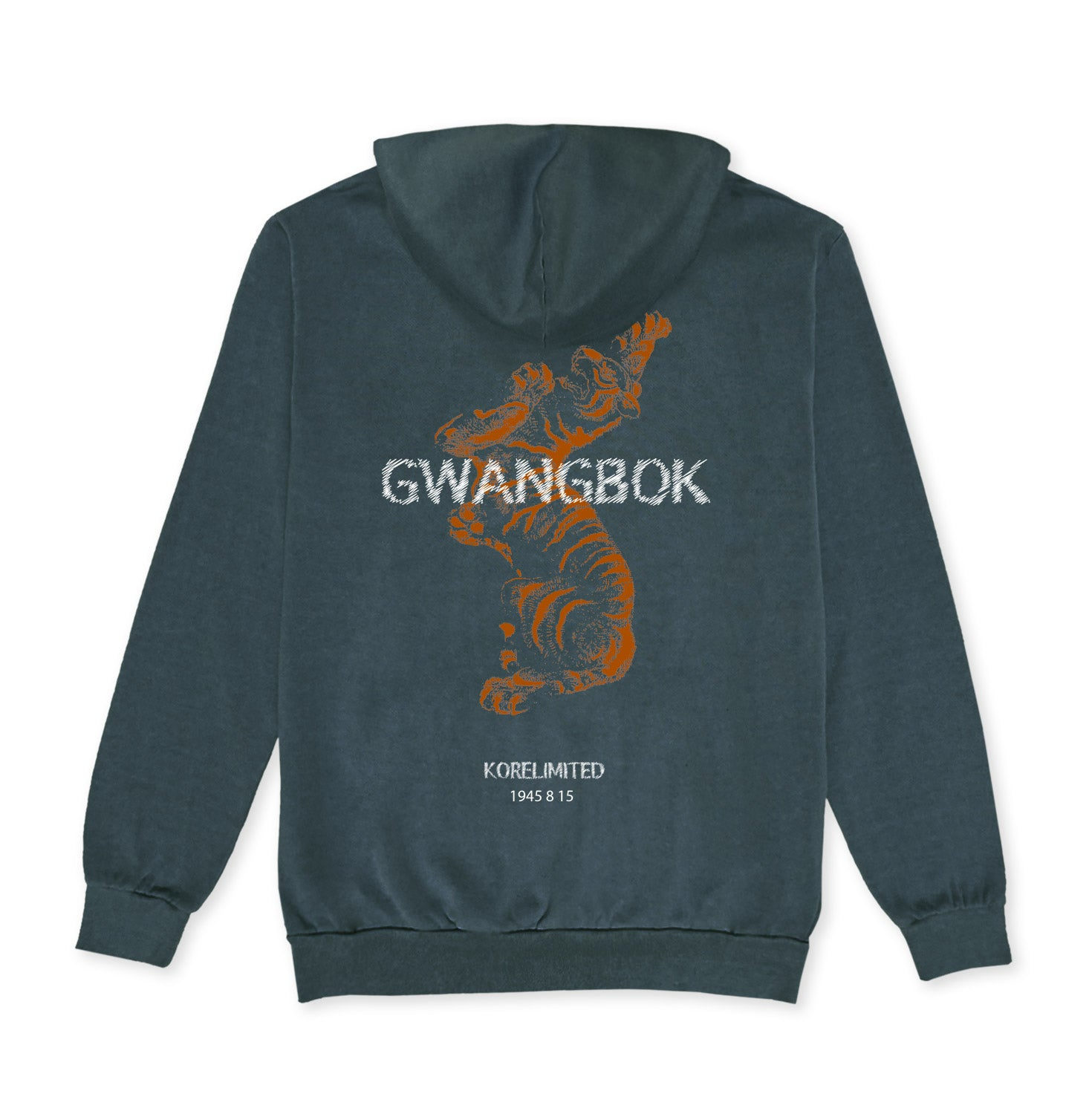 Korelimited Blue Tiger Map Gwangbok Hoodie In Midnight Navy In Green
