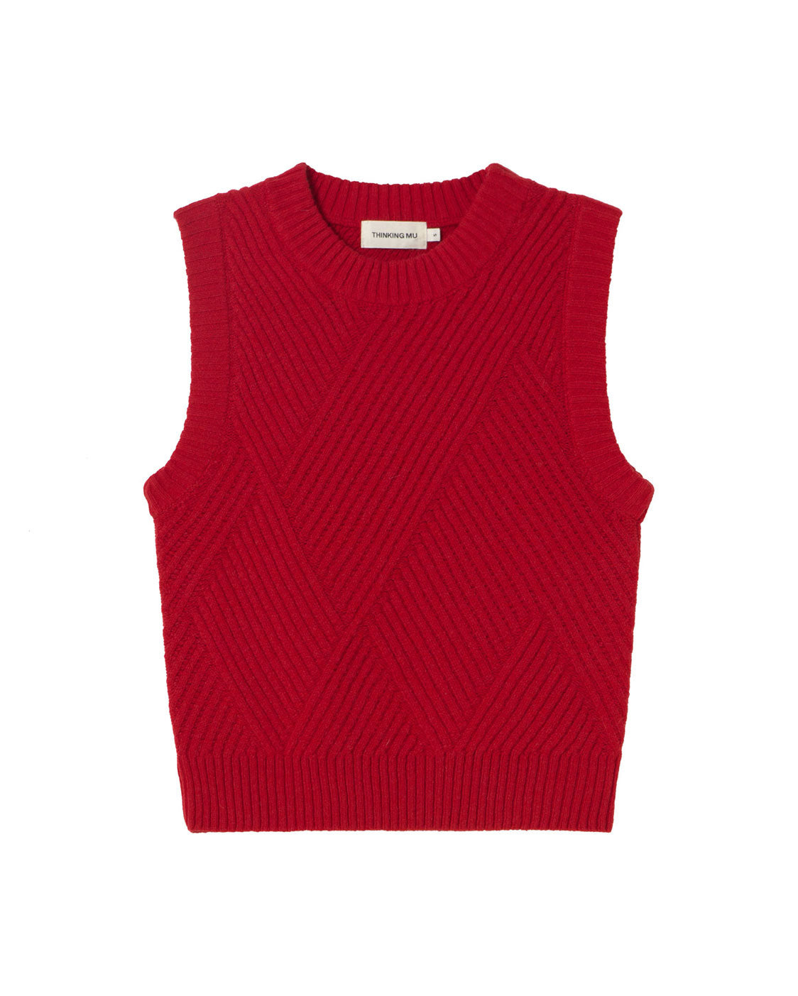 Thinking Mu Women's Red Knitted Wool Kaia Vest