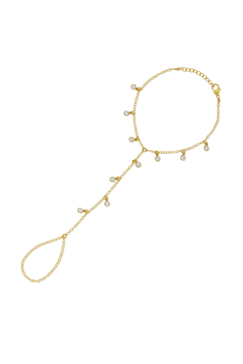 Naiia Women's Liana Cz Gemstone Gold Hand Chain