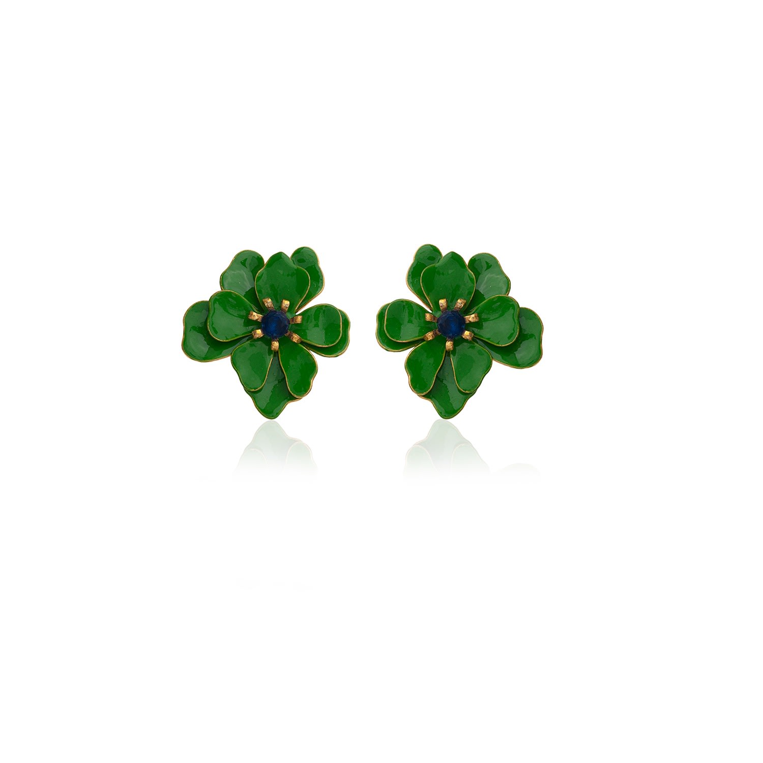 Milou Jewelry Women's Green Violetta Flower Earrings